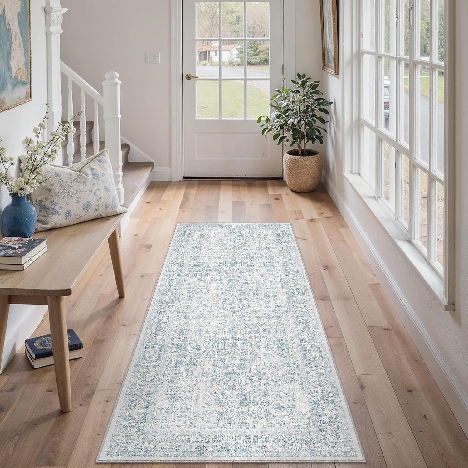 HUGEAR Alfombra Pasillo 60x180cm Azul Antideslizante