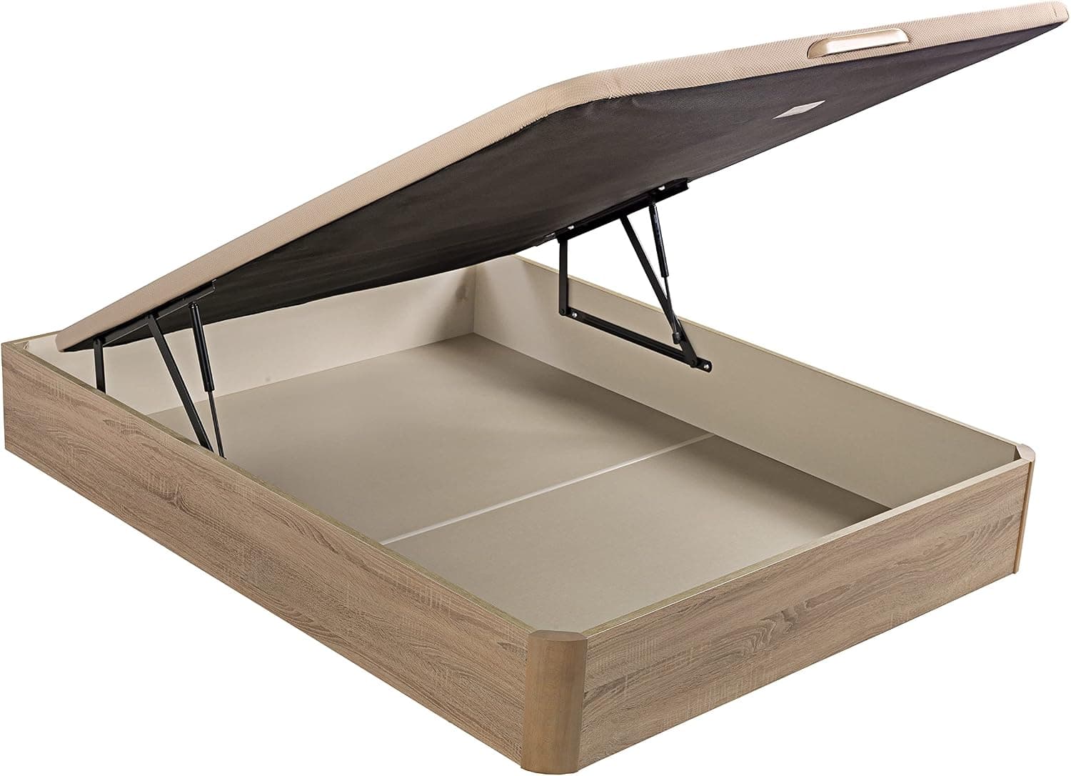 What The Sleep | Canapé Abatible de Madera Gran Capacidad | 120x200 | Montaje y Retirada Usado Incluido | Natural | 32 cm | Apto Todos Colchones | Esquinas Delanteras Redondeadas | Storage Bed