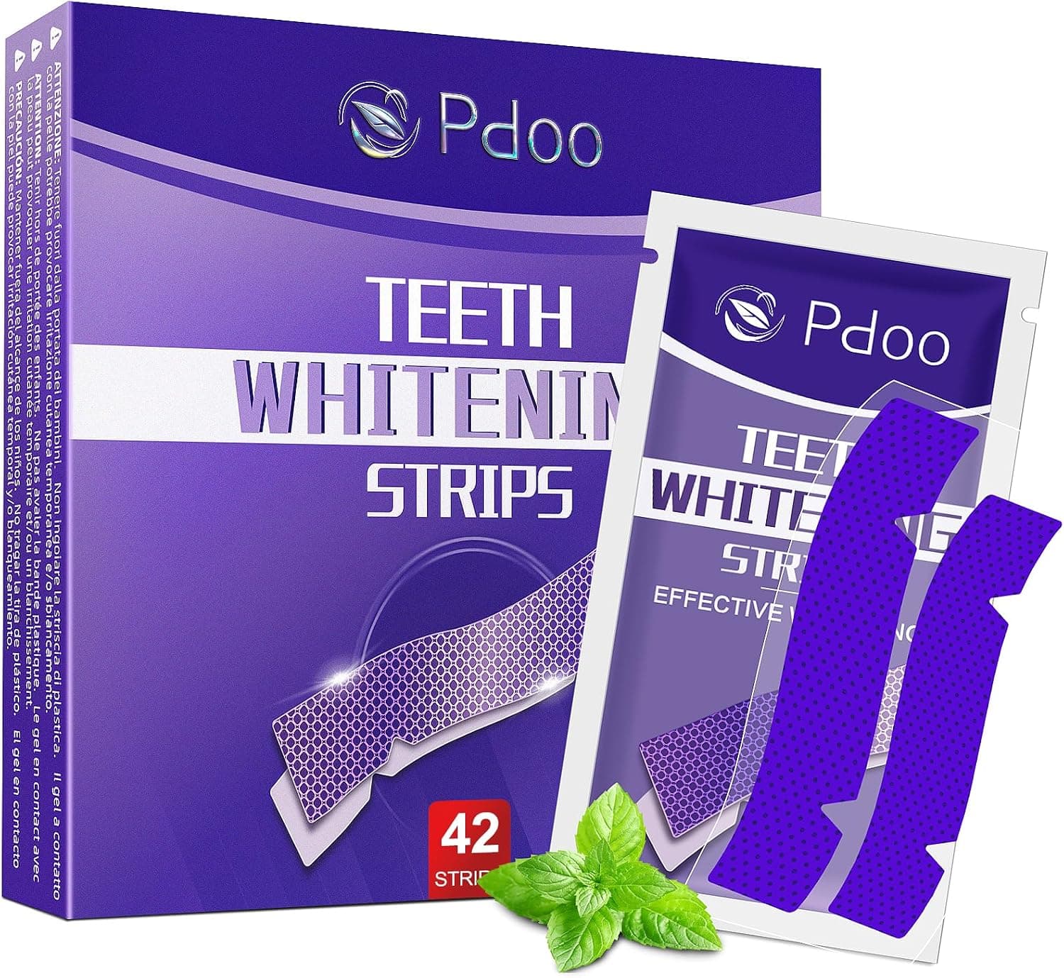 Tiras Blanqueadoras Dientes Moradas - 42 Tiras | Kit Blanqueador Dental Profesional con Tecnología Púrpura Correctora de Color | Blanqueamiento Dental Seguro para el Esmalte y Resultados Rápidos