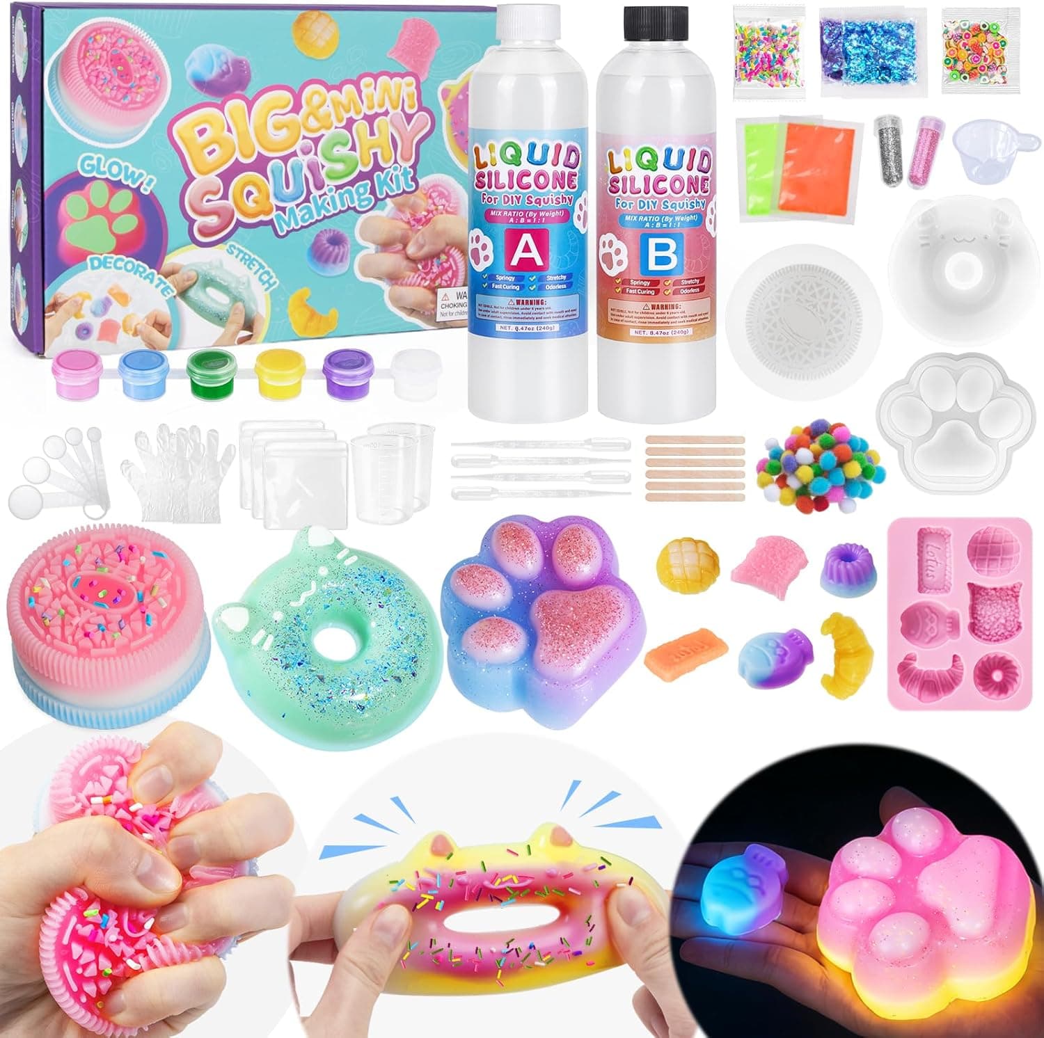 Highttoy Kit Squishy Grande Silicona Líquida Luminoso Bricolaje Niños