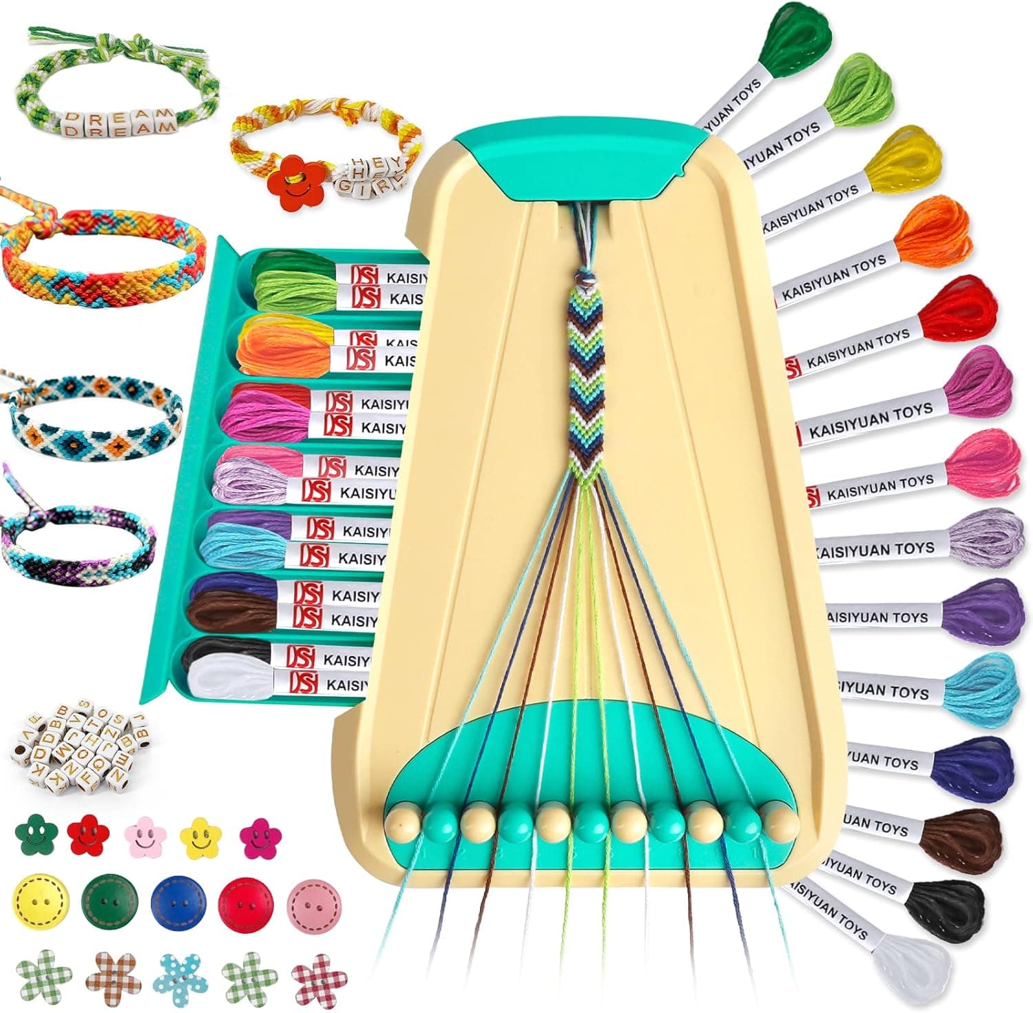 Kit para hacer pulseras, 28 hilos y cuentas con letras, niñas 8-12 años