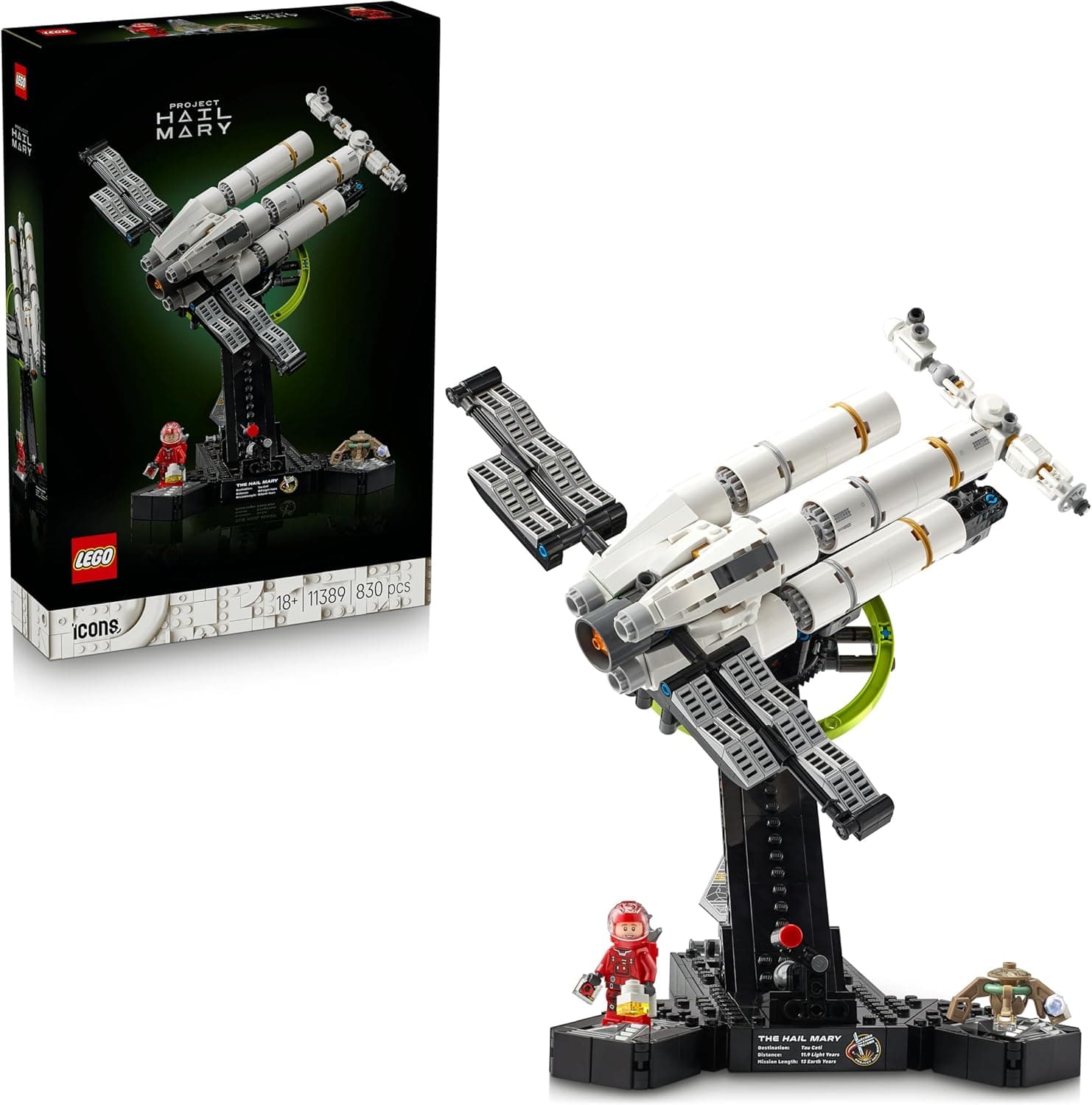 LEGO Icons Proyecto Salvación - Kit de Construcción para Adultos de Nave Espacial en Miniatura - Minifigura de Ryland Grace y Rocky - Regalo de Ciencia Ficción para Fans del Libro y Película - 11389