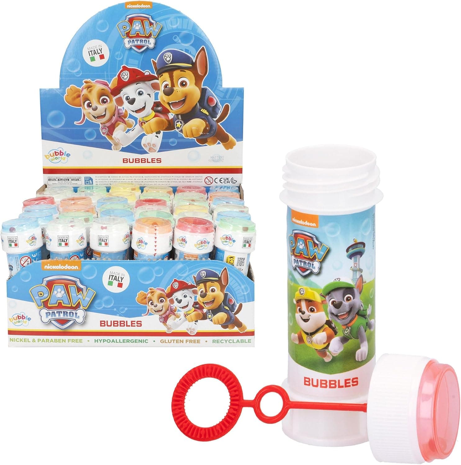 COLORBABY Paw Patrol, Pompero con Laberinto, Licencia Oficial, Pack 36 uds, 60 ml, Pompas de jabón, Juego Burbujas, Pomperos para niños cumpleaños, +3 años (76865)