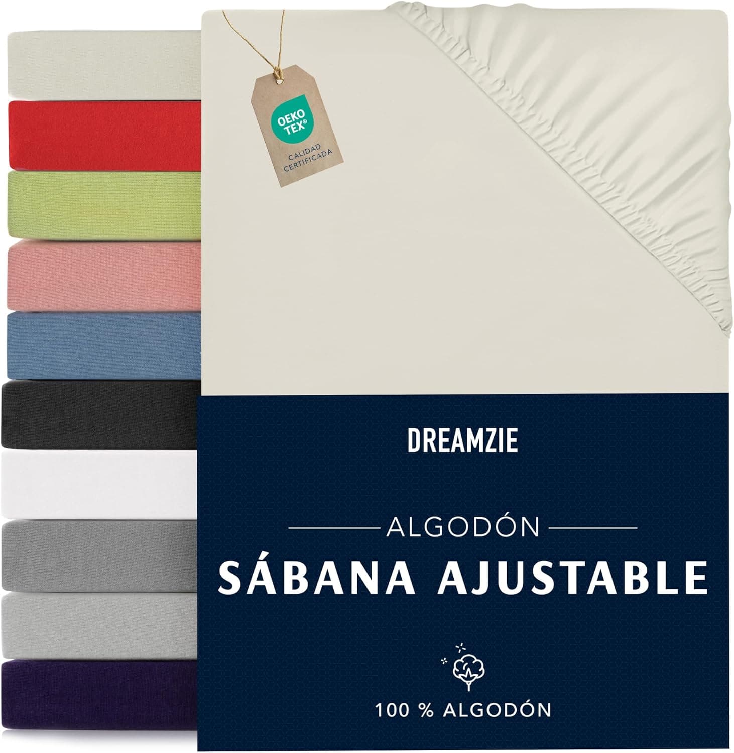 Dreamzie - Sábanas Bajeras 70x160cm Ajustable - 100% Algodon - Jersey