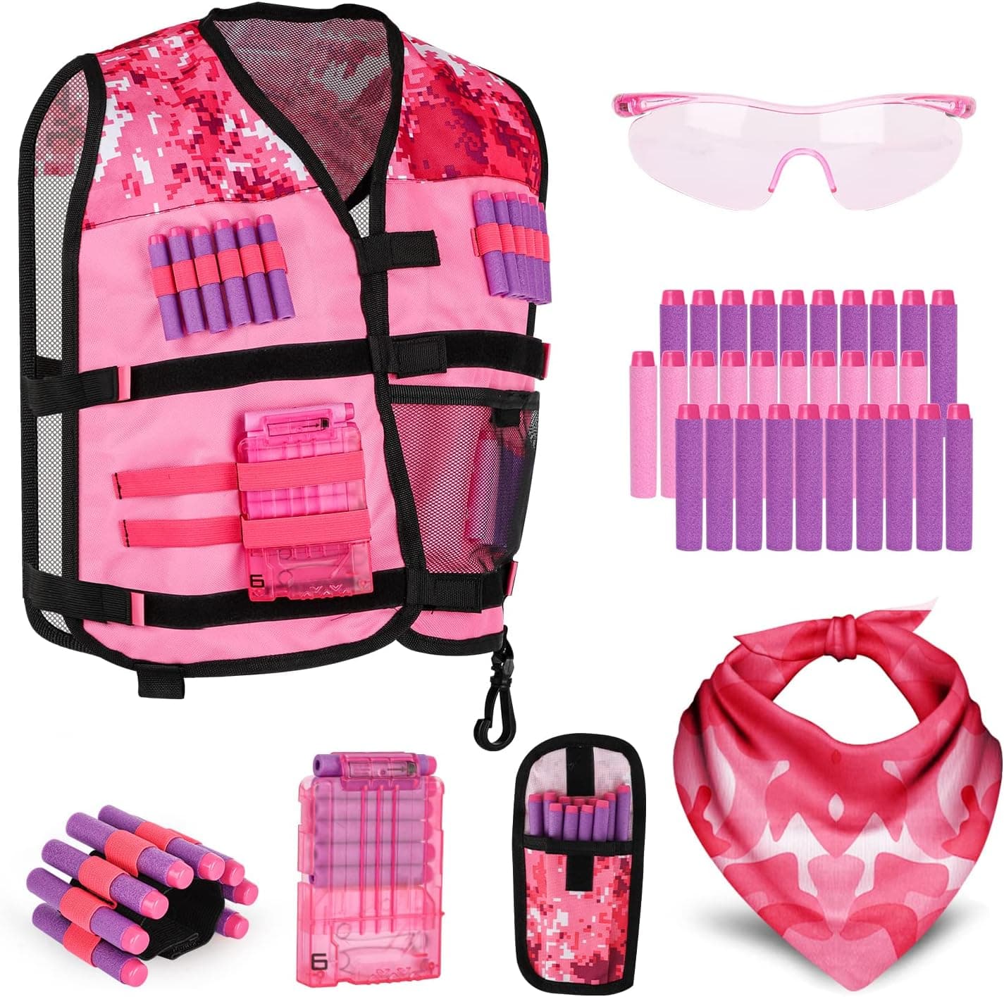 Lehoo Castle Chaleco Táctico Niños para Nerf N-Strike Elite Series(Rosa)