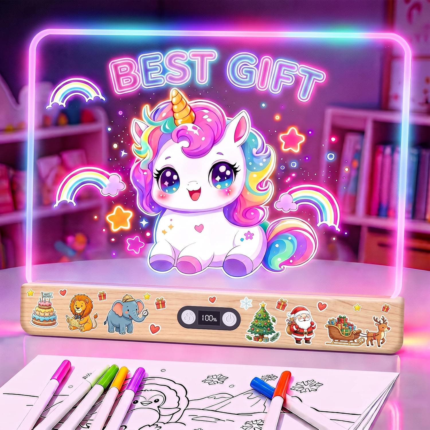 seenlast Pizarra Led Luminosa para Niños, Tablero de Dibujo Recargable