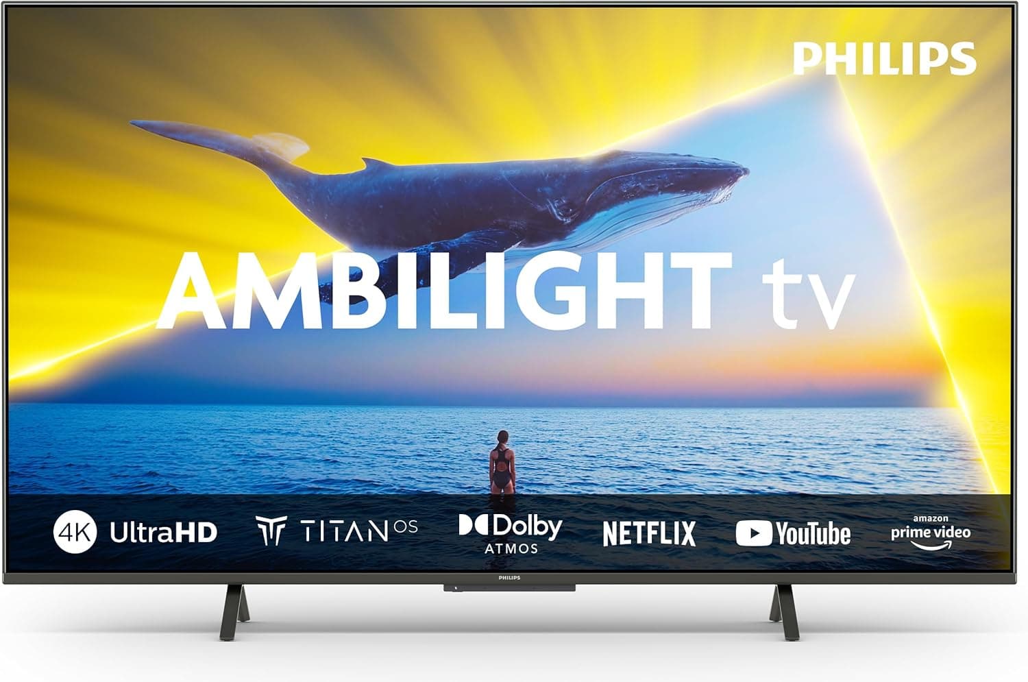 Philips Ambilight 55PUS8109 Smart TV 4K LED - Pantalla de 55 Pulgadas con Plataforma Titan OS, Pixel Precise Ultra HD y Sonido Dolby Atmos, Funciona con Alexa y Asistente de Google - Cromo Satinado