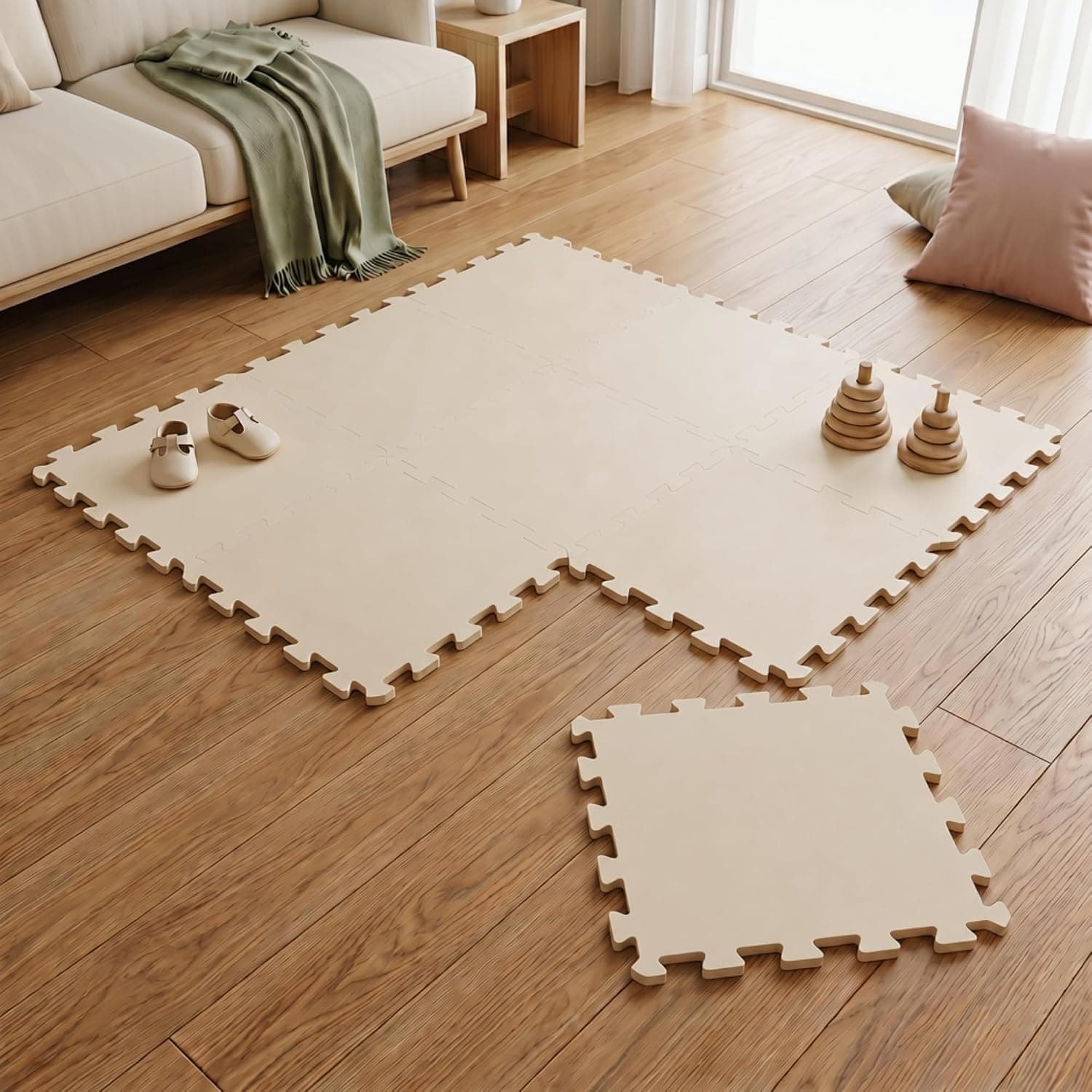 LittleTom 9 Piezas Alfombra Bebé Desde el Primer Mes - 30x30 cm Colchoneta de Espuma EVA Acolchada - Superficie Puzzle Antideslizante para Niños Pequeños - Suelo Protector para la Habitación Infantil