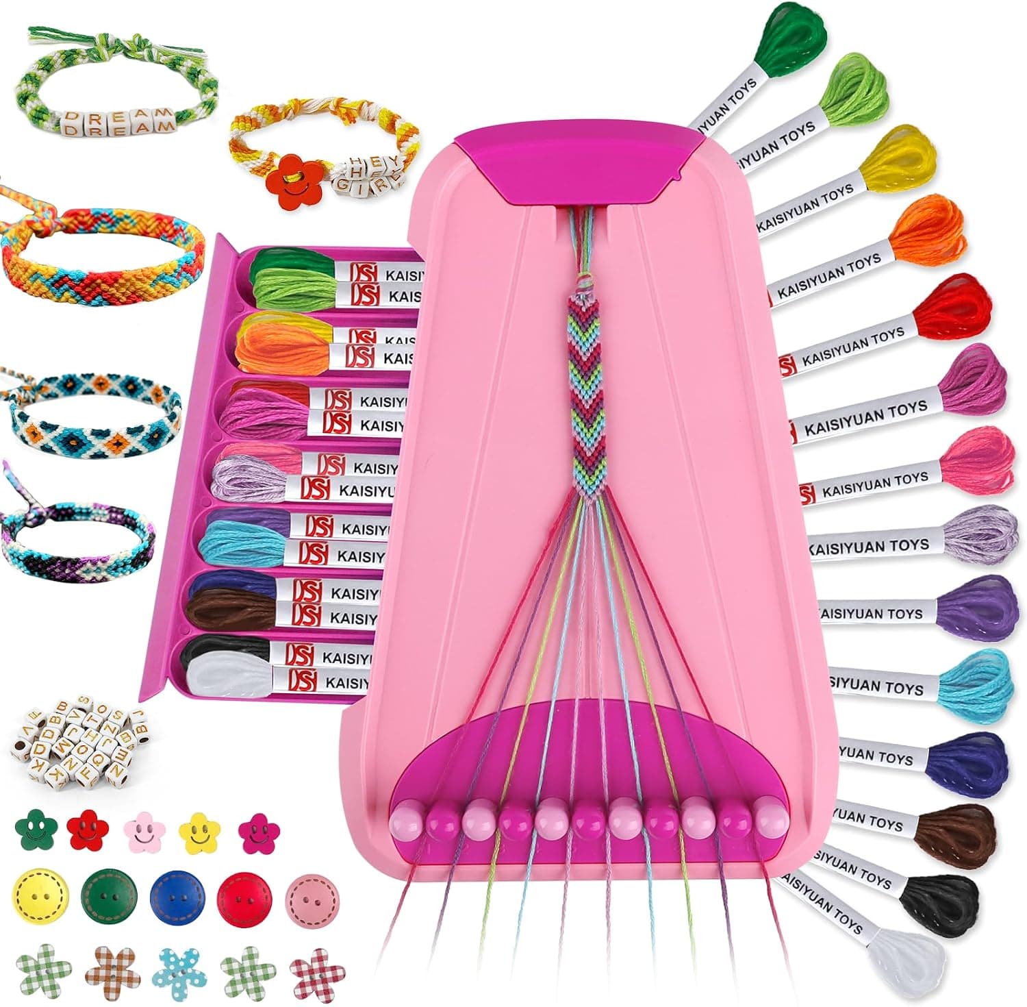 Kit para hacer pulseras, 28 hilos y cuentas con letras, niñas 8-12 años
