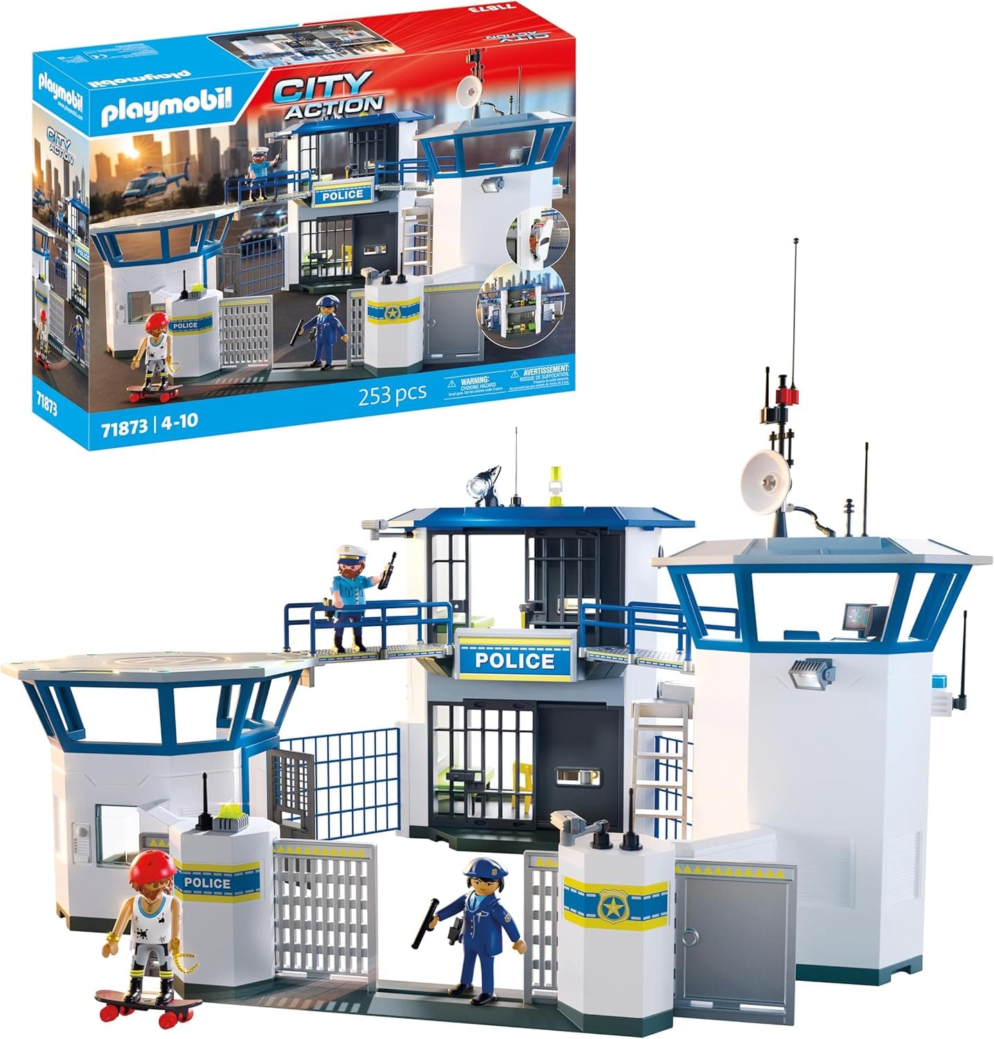 PLAYMOBIL | Action Heroes | Central de policía | Juguete policial | Juguete de Aventuras para Mayores de 4 años | Fomenta el Juego de rol y la Creatividad | con Figuras y Accesorios | 71873