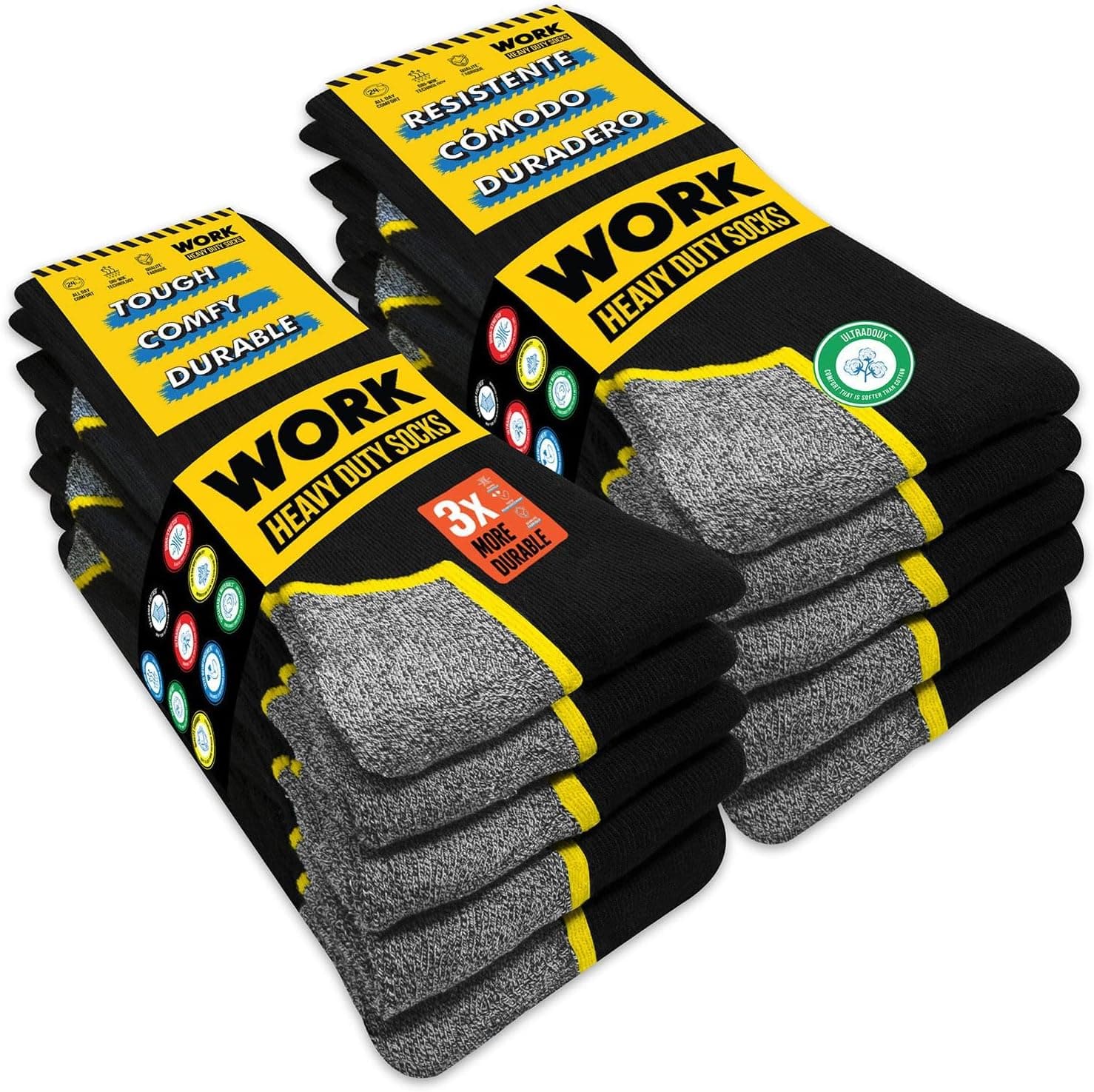 SOXCO 10 Pares Calcetines de Trabajo Hombre WORK Socks