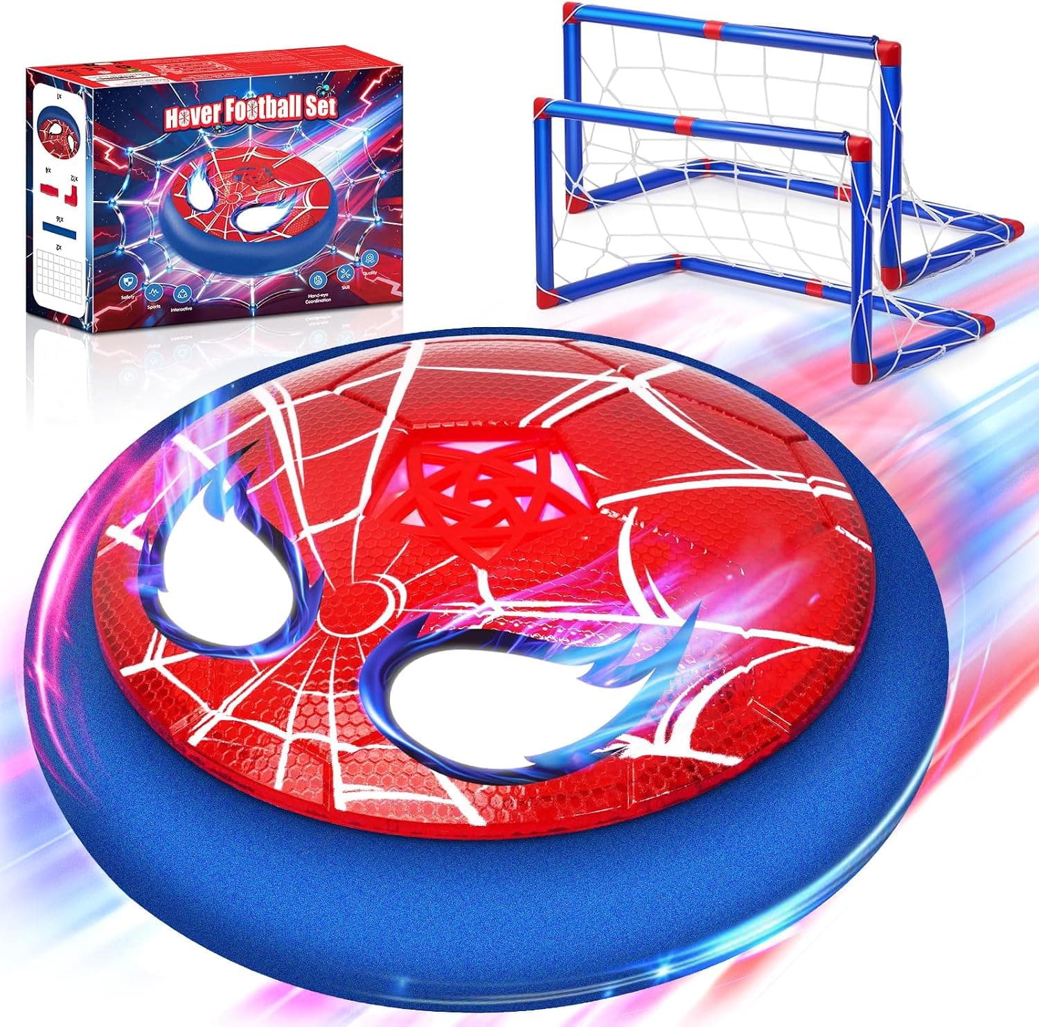 Balon Futbol Juguetes Niños 4 5 6 7 8 9 10 Años, Pelota Futbol Niño con Ojos Brillantes & 2* Porterias, Juegos de Balón Fútbol Flotante para Niños-Regalo Ideal para Niños de 3 a 12 Años