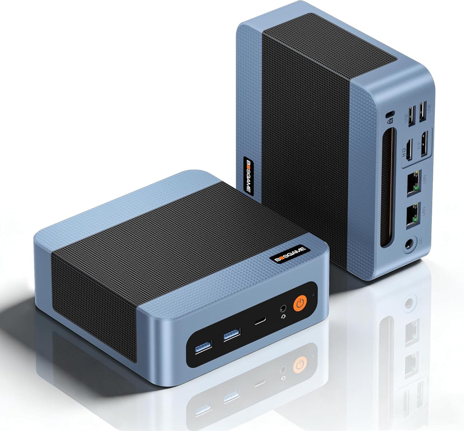 BOSGAME E5 Home-Office-Mini PC, Ryzen 5300U (Supera 4300U/N150, hasta 3.8GHz), 16GB DDR4 RAM 512GB NVMe SSD Mini Desktop, HDMI/DP/USB-C, Triple Pantalla 4K, Doble LAN, WiFi 5, BT5.0, Mini Ordenador