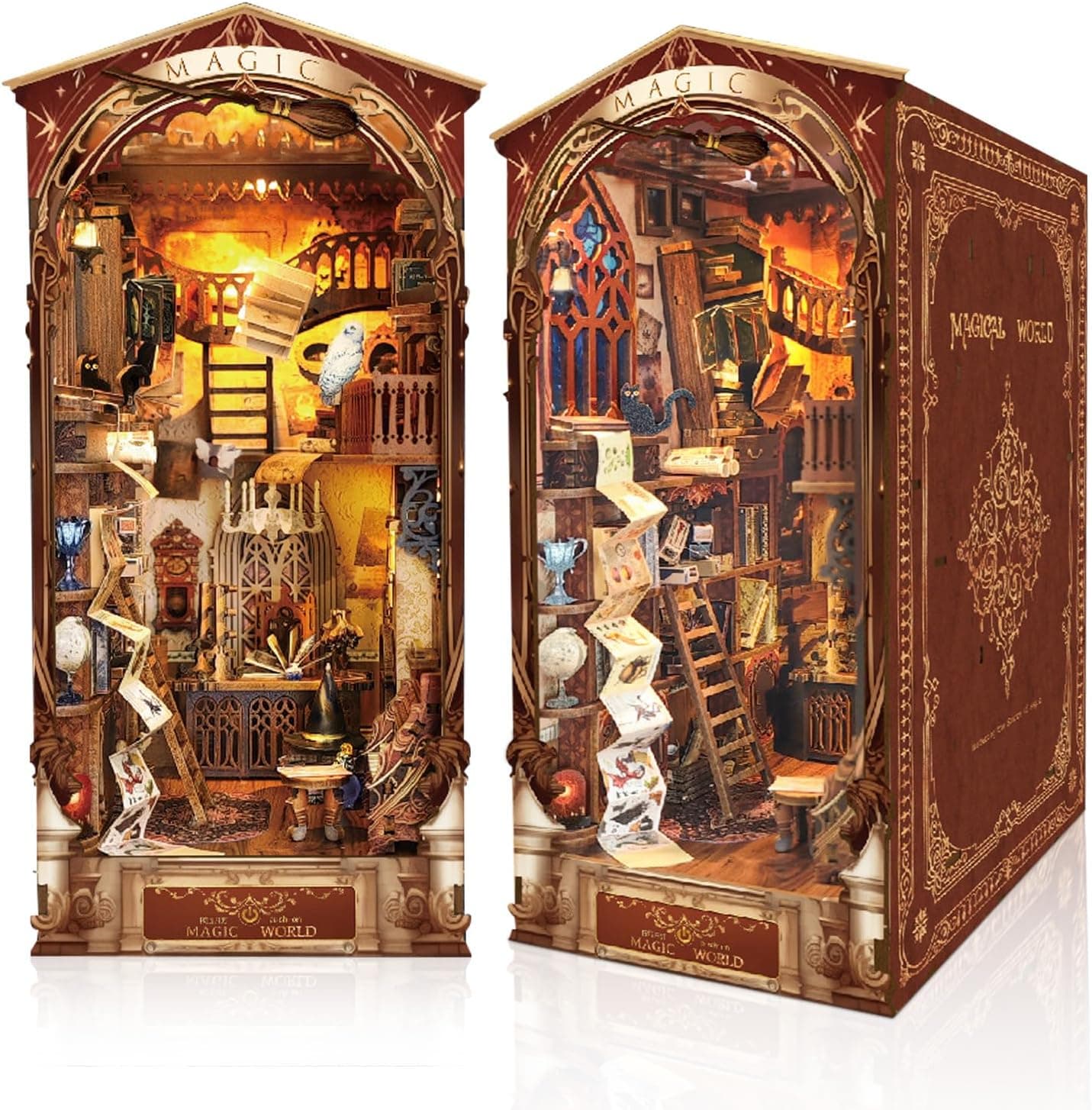 heuchaey Book Nook DIY Kit,3D Mágica Booknook, Miniature Dollhouse