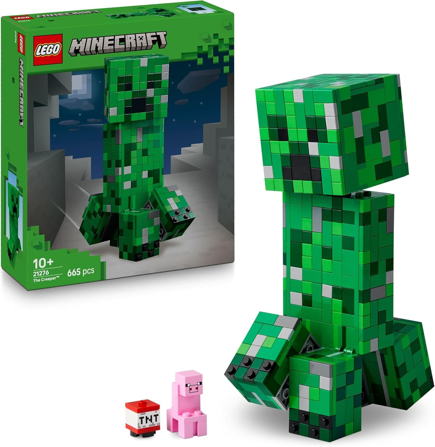 LEGO Minecraft El Creeper - Figura Articulada con Compartimento Oculto, Cerdo y Dinamita - Regalo Gamer para Niños, Niñas y Adolescentes de 10+ Años - Decoración Gaming Room 21276