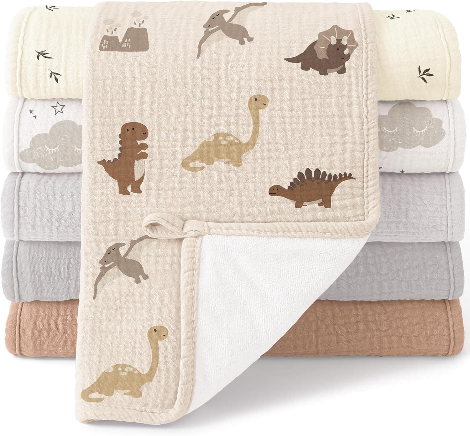Bearmoss Langes - Lote de 6 Capas de Algodón, 50 x 25 cm, Súper Suave, Absorbente de Gasa de Grano para Recién Nacidos, Unisex para Bebés y Niños