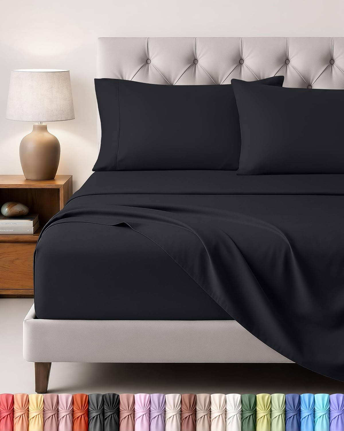 Utopia Bedding Juego de Sabanas 4 Piezas, 150x200cm, Negro