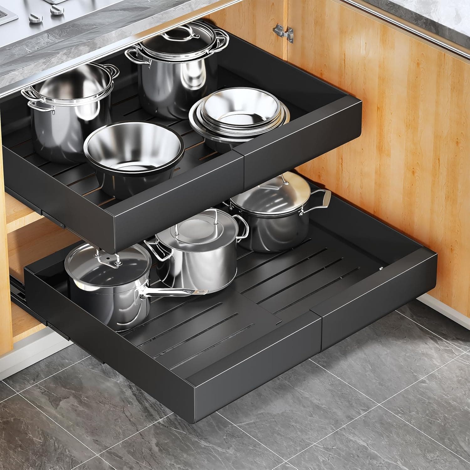 Kitstorack 2 Uds Cajones Extraibles Para Cocina, Metal, Para Baño