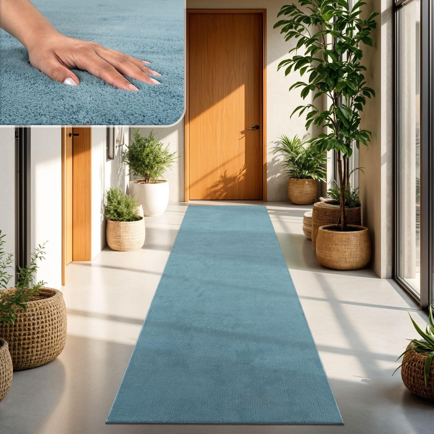TT Home Alfombra Salón Turquesa 60x100 cm Lavable y Pelo Corto