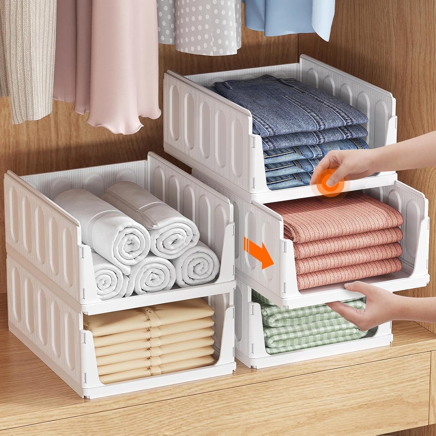 Lifewit Organizador de Armario Apilable, Cajas Almacenaje para Ropa, 5 Pack