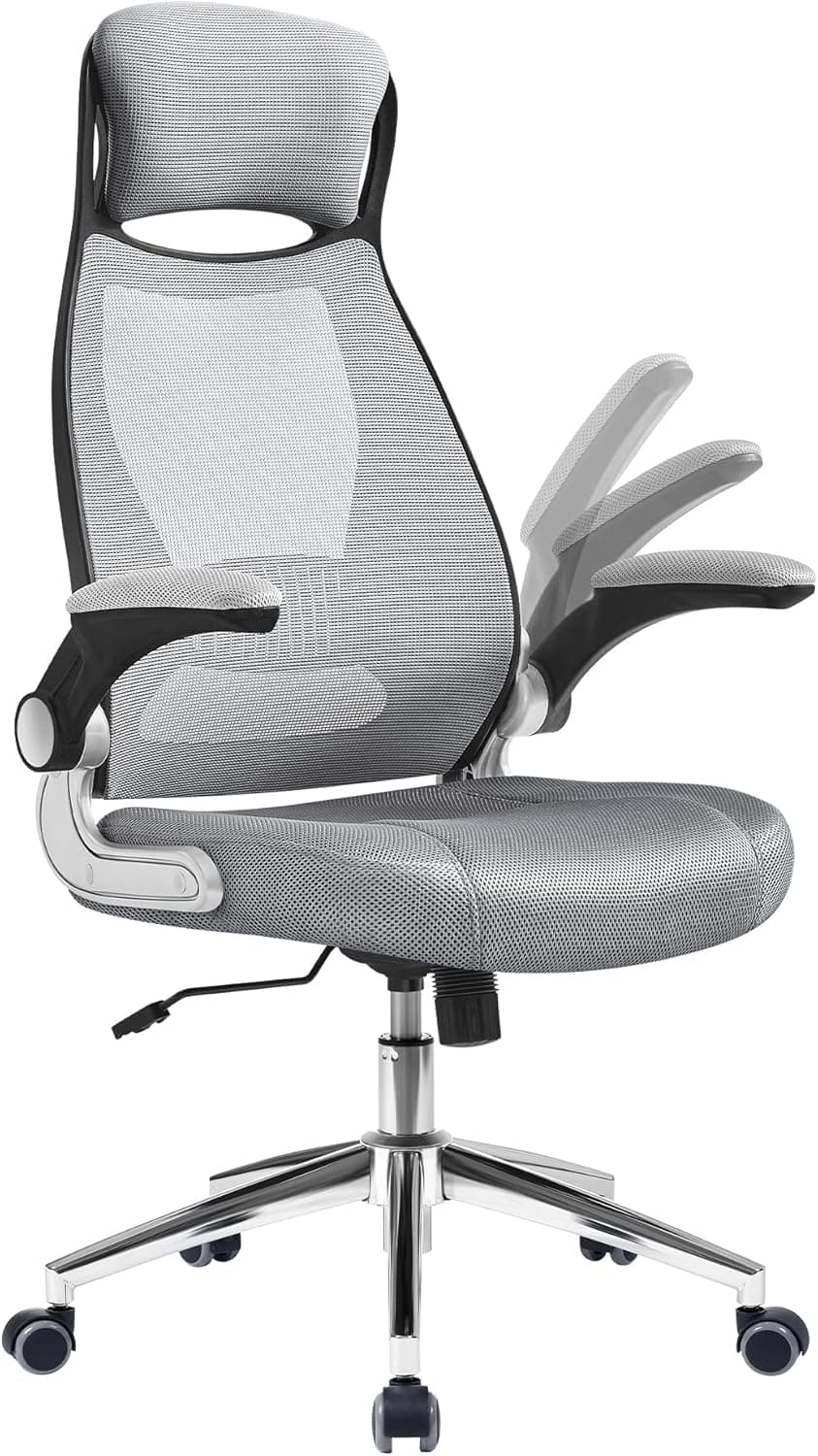 SONGMICS Silla de Escritorio de Malla, con Reposacabezas, Altura Ajustable