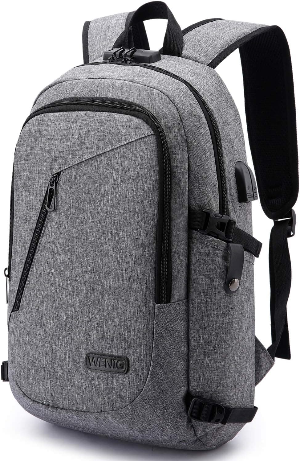 Mochila antirrobo, mochila para laptop de negocios con puerto de carga USB y puerto de auriculares con bloqueo, bolsa delgada resistente al agua, mochila para computadora portátil de 15.6 pulgadas