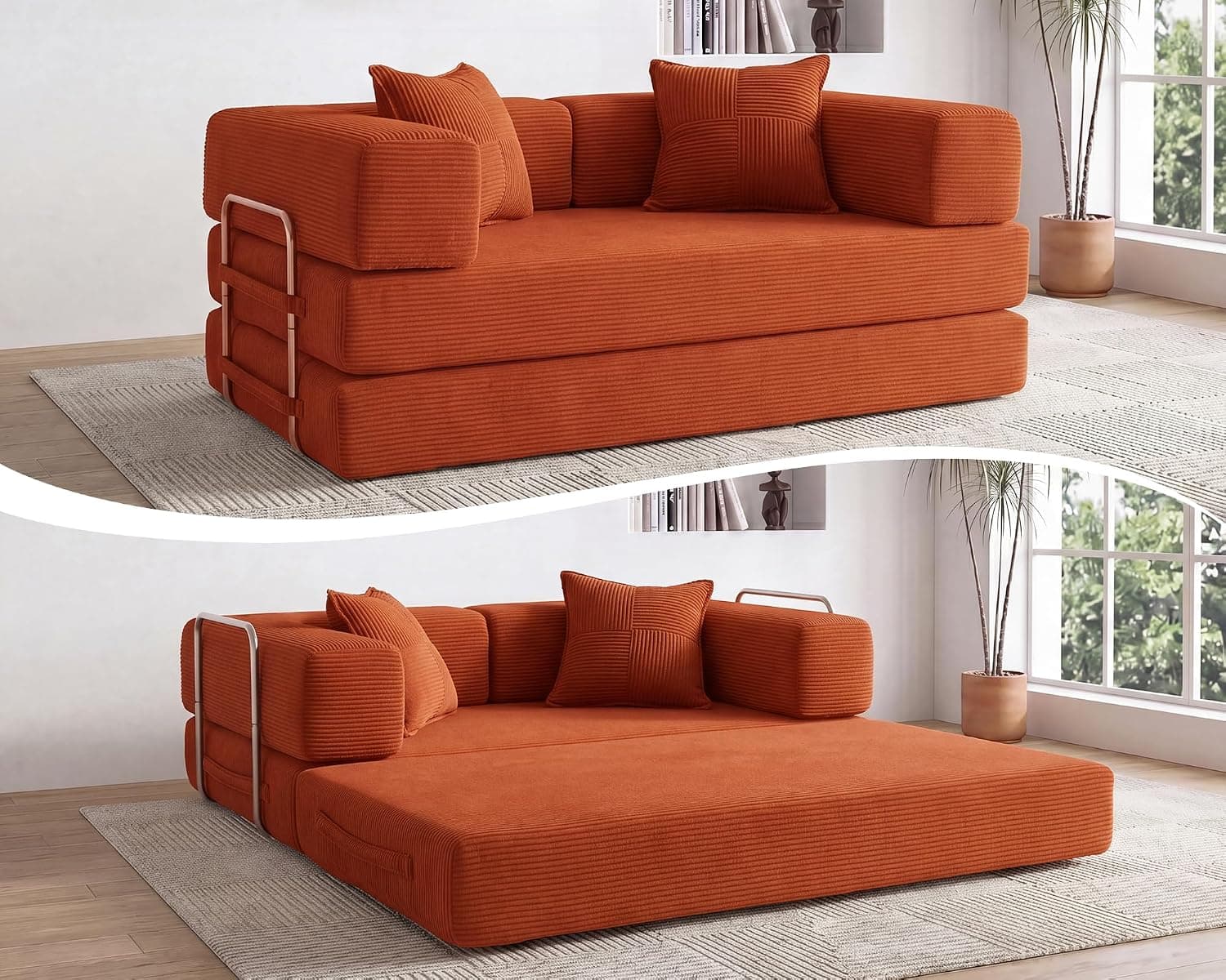 Vipbear Sofá Cama 2 Plazas, 180cm Modular Versátil Sofá Convertible 5 en 1
