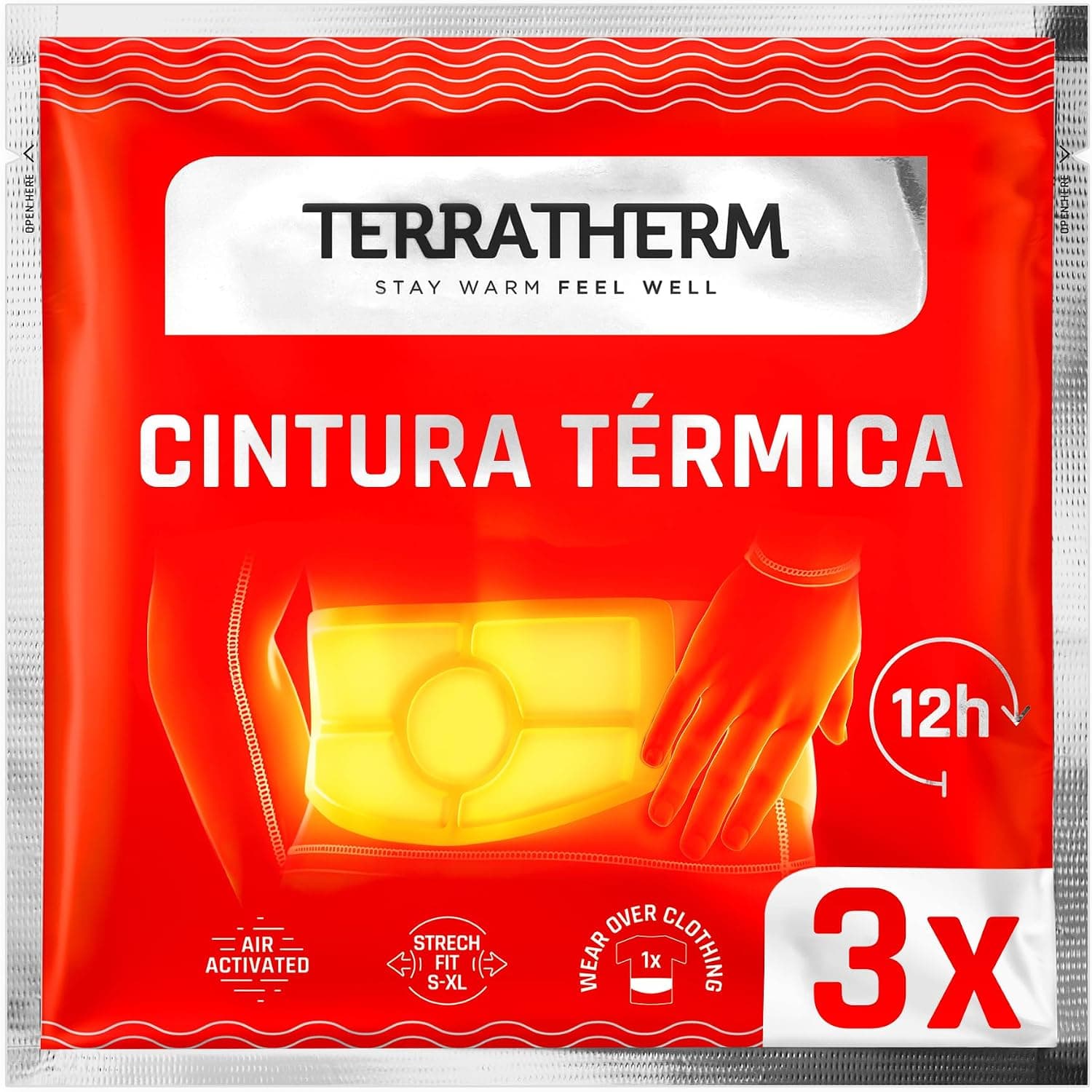 TerraTherm Cintura térmica, 12 horas de calor, Talla S-XL