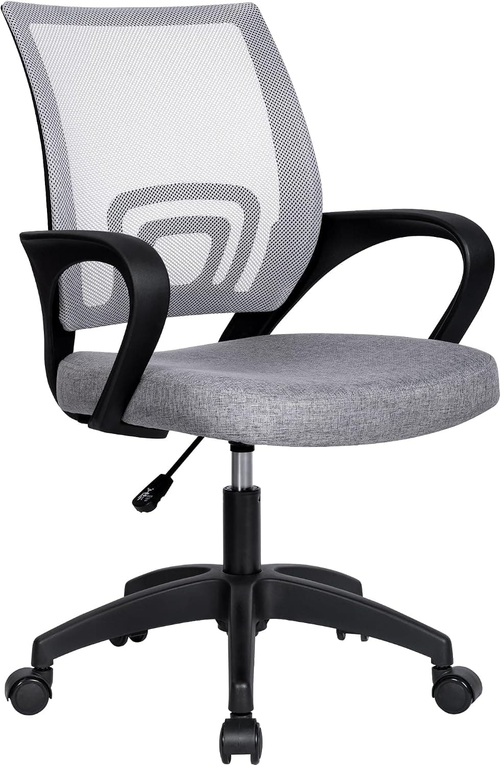 T-LOVENDO.ES Silla de Oficina o Escritorio ergonómica con Soporte Lumbar, Malla Transpirable, Regulable en Altura, Ruedas antiarañazos, Color Gris