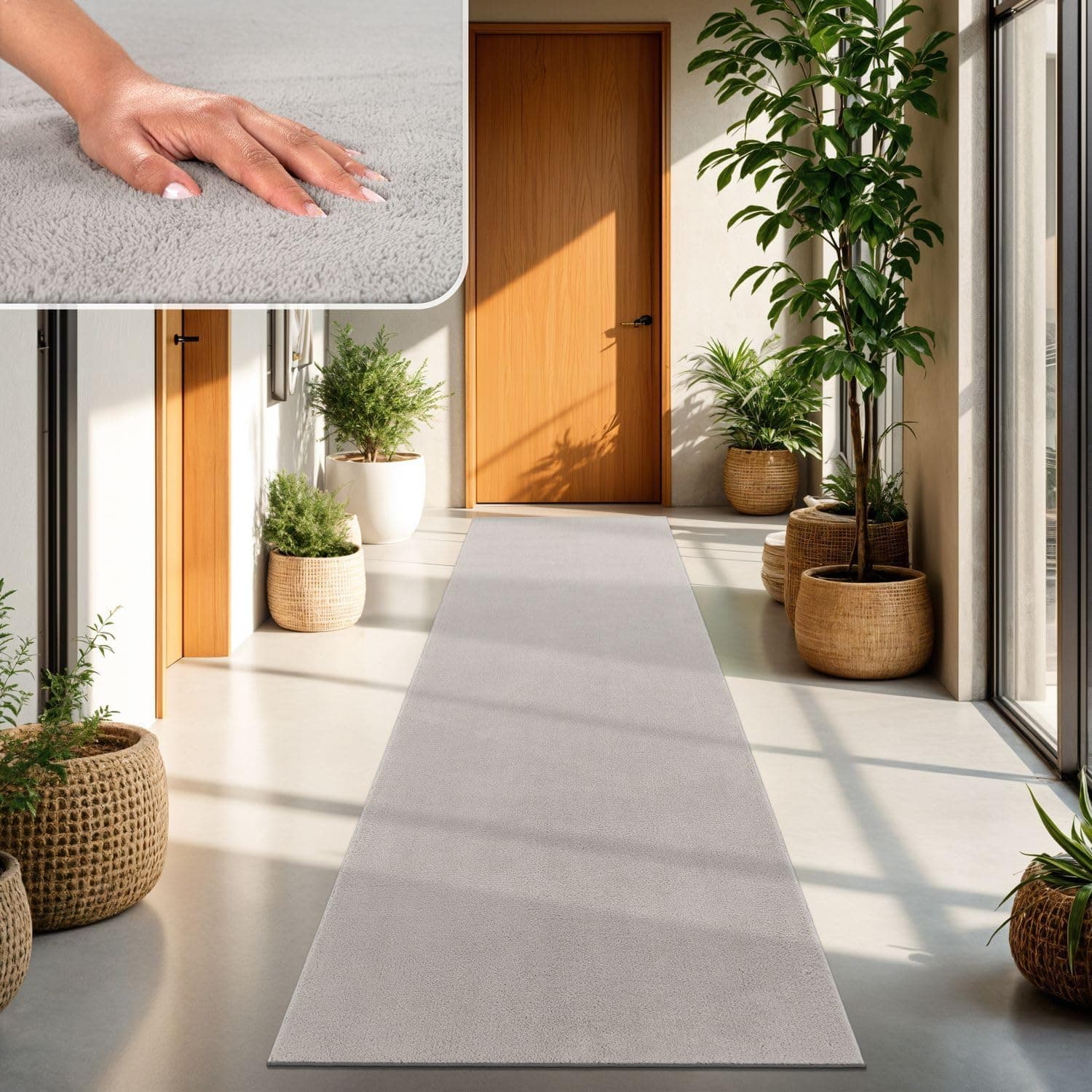 TT Home Alfombra Salón Plata 60x100 cm Lavable y Pelo Corto