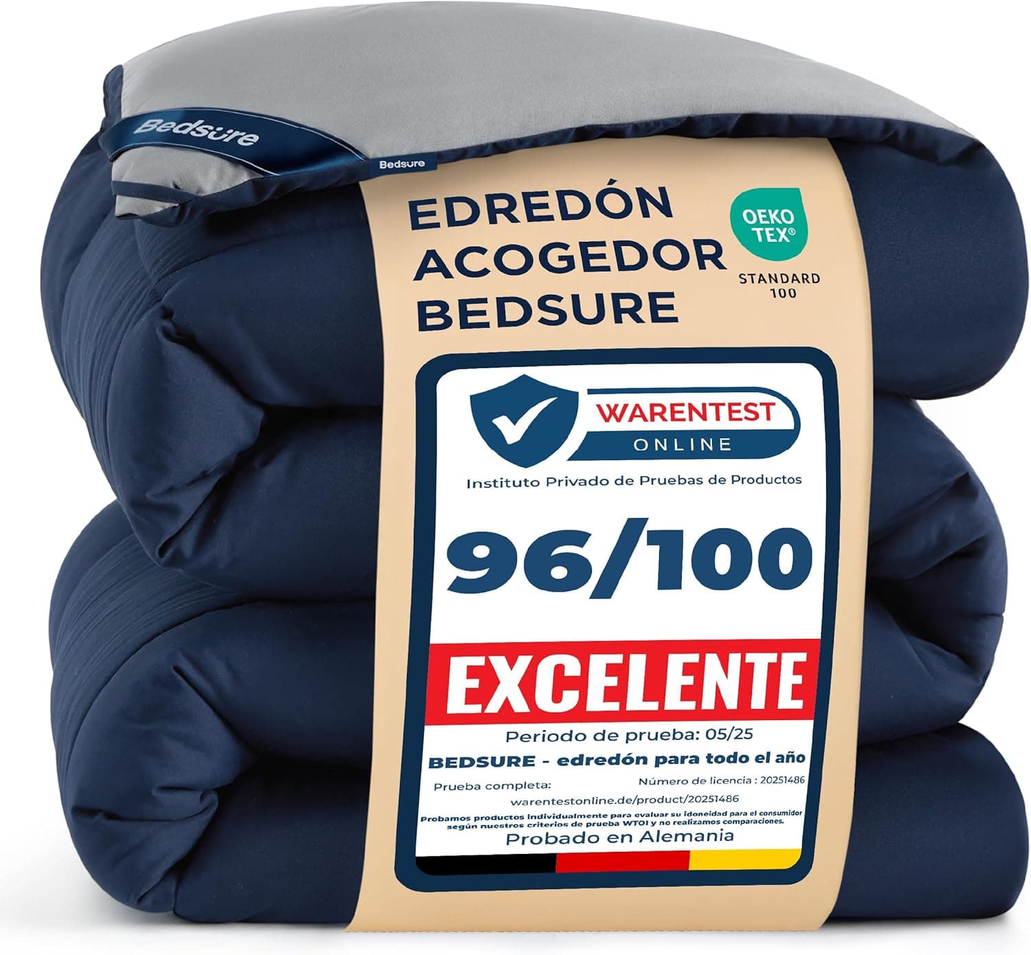 Bedsure Edredon Cama 80/90 Nordico - Relleno Nordico 135x200, Azul/Gris
