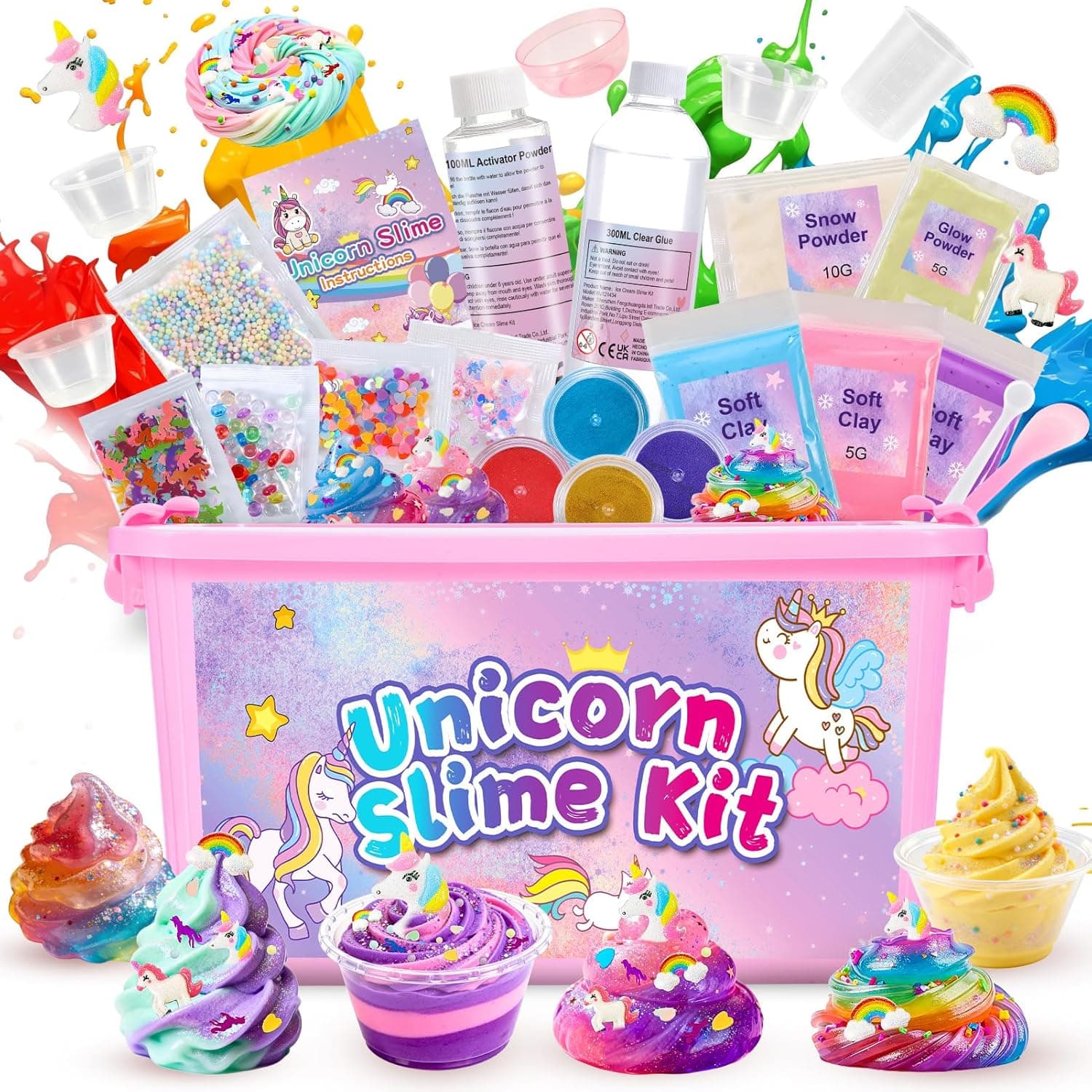 iKidiki Slime para Niñas, Regalo Niña 6 7 8 9 10 11 12 Años Unicornio Activador Slime Fluffy Kit Juguetes Niños Niña 6-12 Años Manualidades para Niñas Regalos de Cumpleaños para Niños