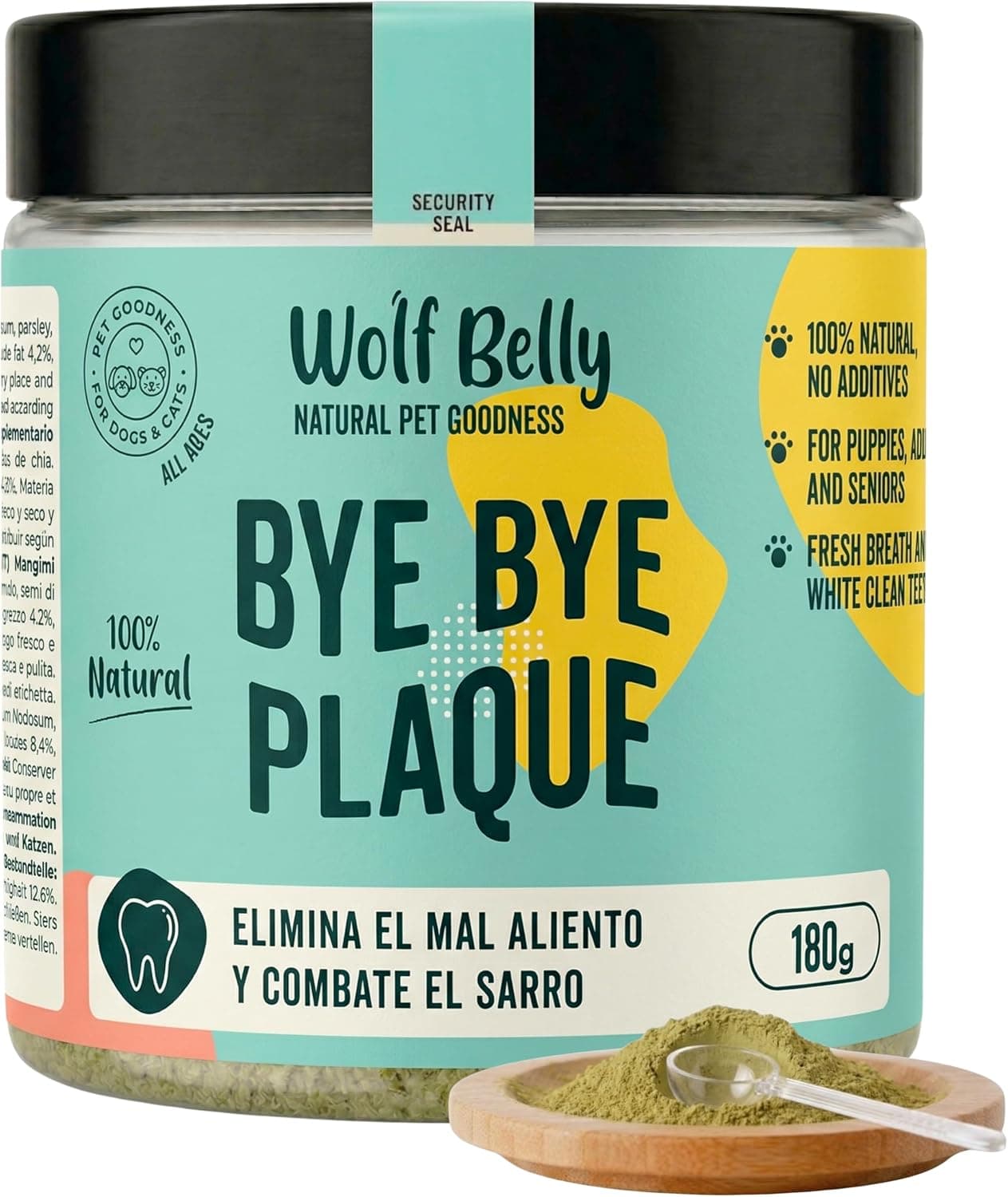 Wolf Belly - Polvos para Mal Aliento Perros y Gatos 100% Natural (180 g)