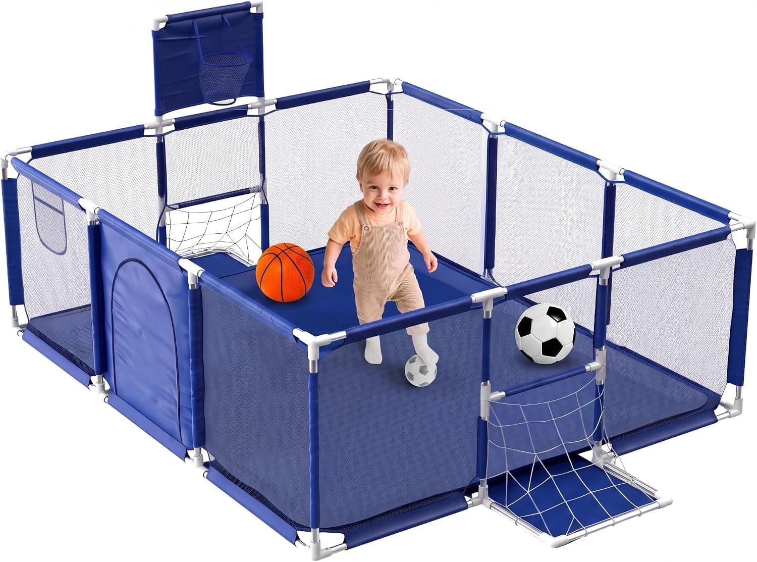 JUPPLIES Parque Infantil Bebe 180x120 + Pelota de Futbol y Baloncesto