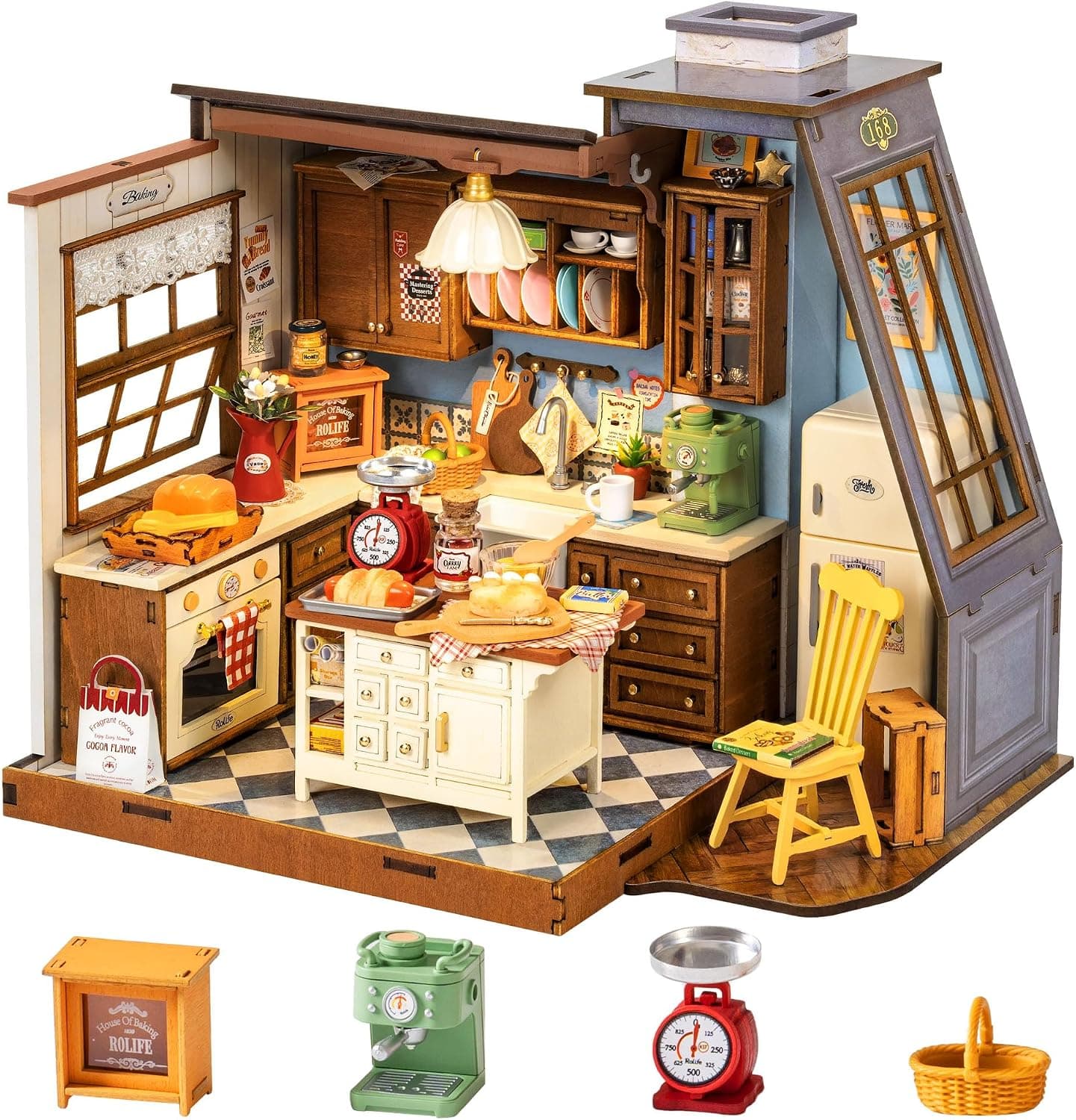 Rolife Maquetas - DIY Miniature House Diorama Cocina de panadería, Casas Miniaturas para Montar Puzzle 3D Madera Book Nook para Adultos Adolescentes