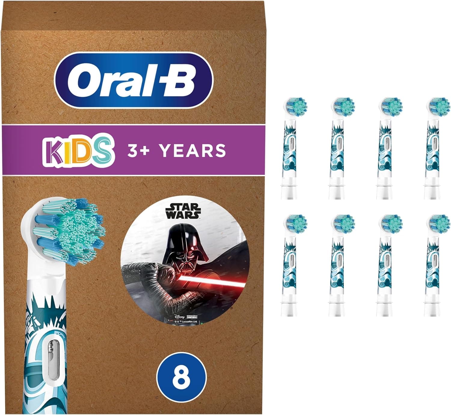 Oral-B Kids Cabezales de Recambio Originales para Niños +3 Años, Pack de 8