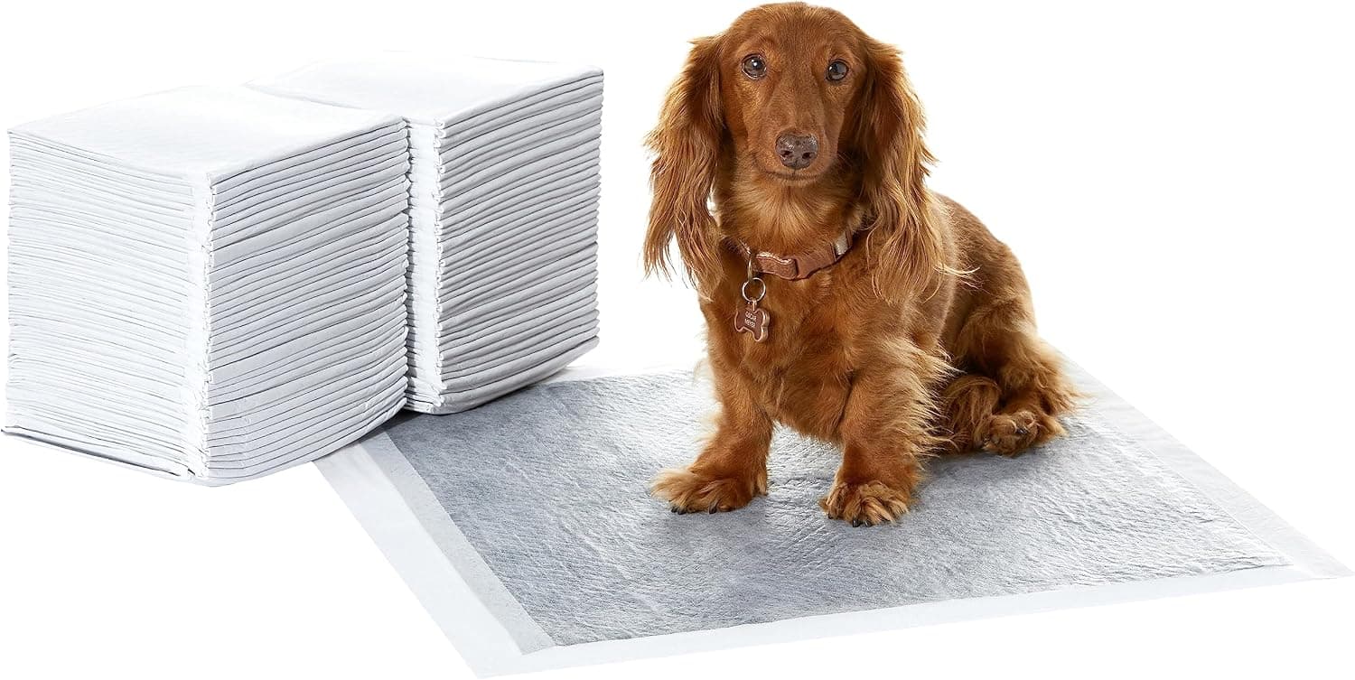 Amazon Basics Almohadillas de adiestramiento de perros y cachorros, carbón para control de olor, a prueba de fugas con superficie de secado rápido, Normal (80 unidades), Gris