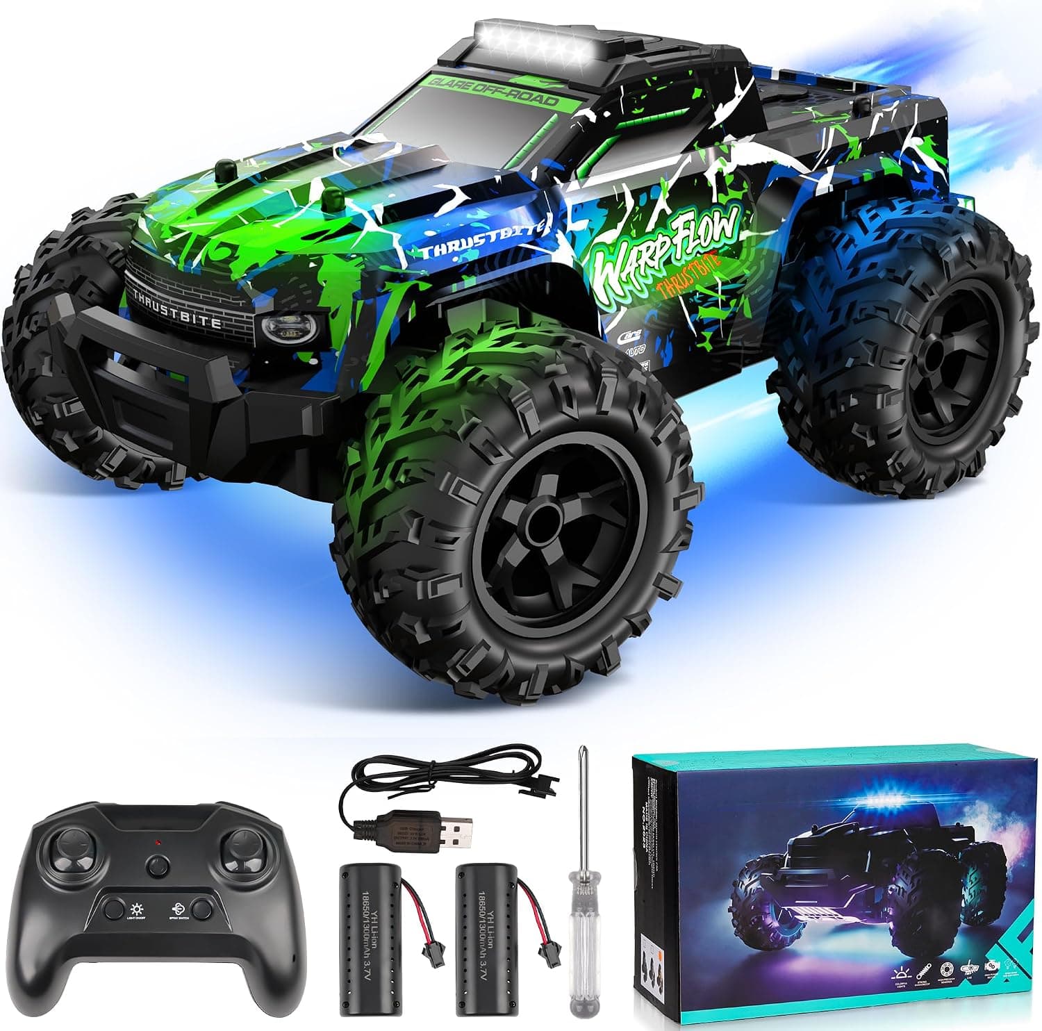 BAZADER Coche Teledirigido Coche RC - Coches Teledirigidos con Luces LED