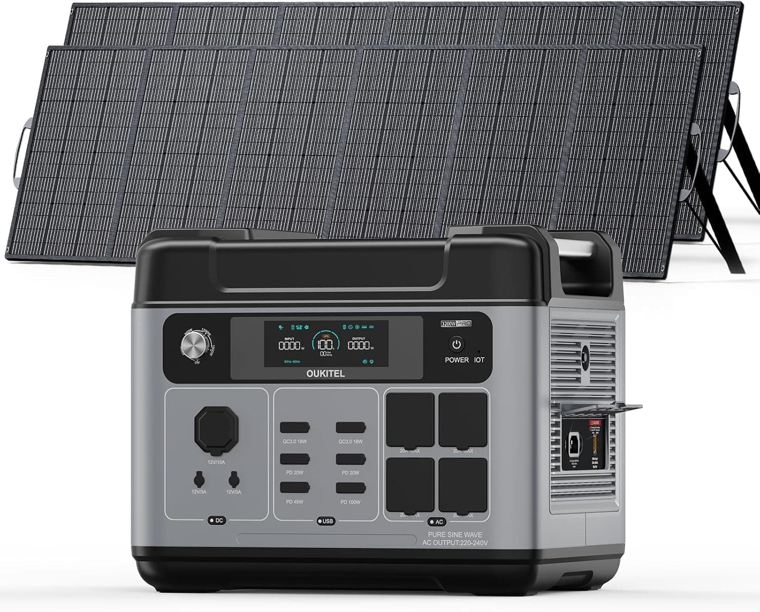 OUKITEL 3200W 2048Wh Generador Solar con Panel 2x500W, P2001E Pro