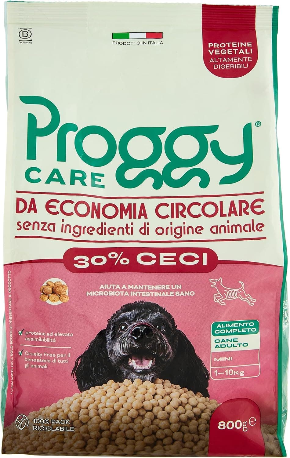 PROGGY Care - Pienso para Perros Adultos, 800 g, alimento Completo 100% Vegetal de Fuente proteica de leguminosas, Sabor a garbanzos, Ideal para Perros de Talla Mini (3-10 kg)