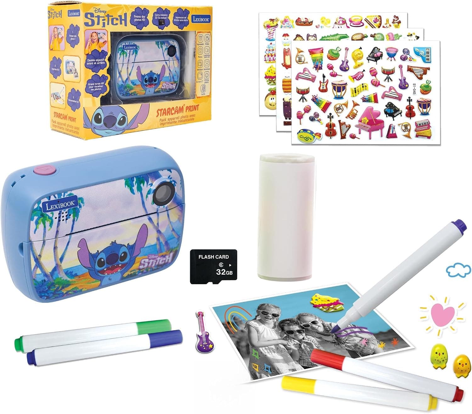 Lexibook, Disney Stitch, Cámara StarCAM Print HD, DJ149D