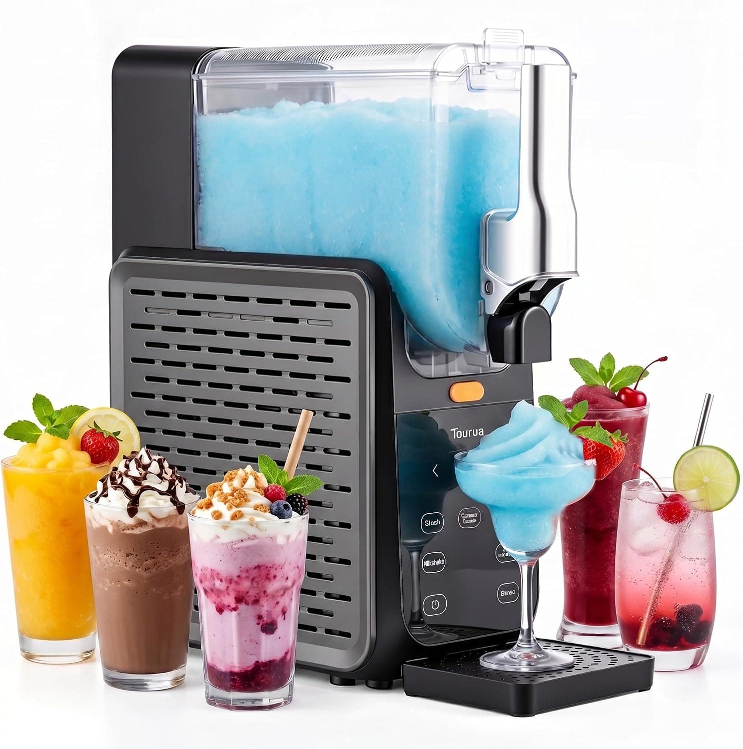 Máquina para granizados, depósito grande de 2,8 L, enfriamiento rápido de 15 minutos, retención de frío 24 horas, autolimpieza con un botón, 5 programas, máquina de hielo multifunción para