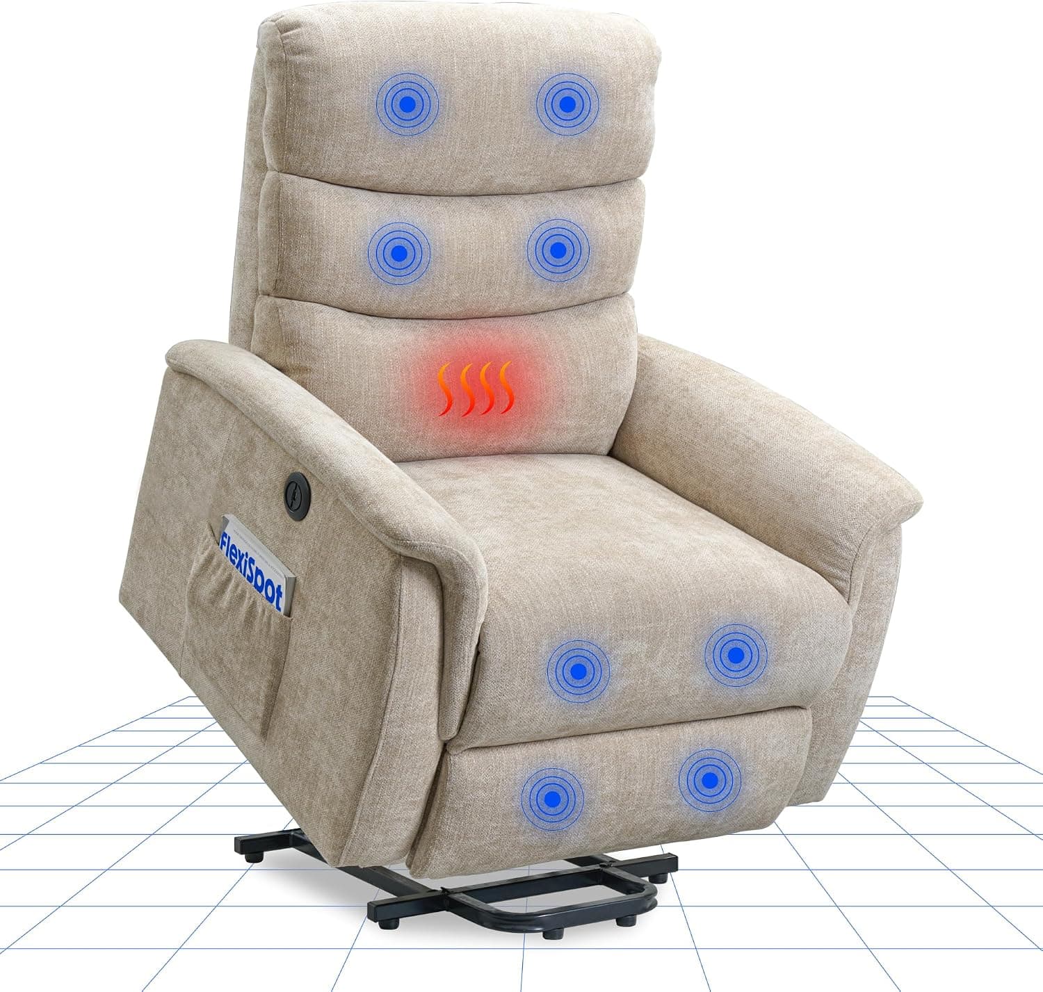 FLEXISPOT Sillón Elevador Eléctrico, Masaje 8 Puntos y Calefacción, USB