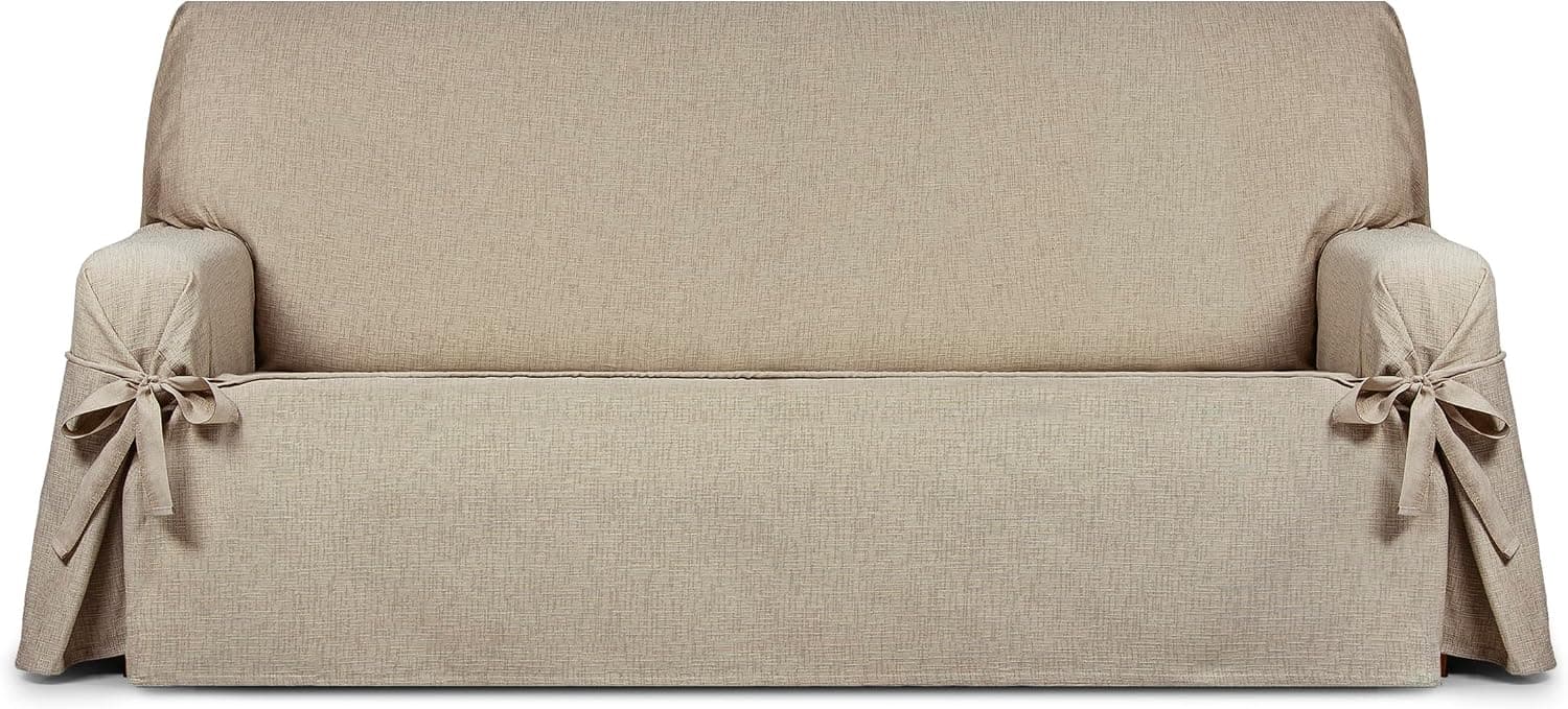 Eysa Genna Funda de sofá con Lazos Antimanchas 3 plazas Color Beige