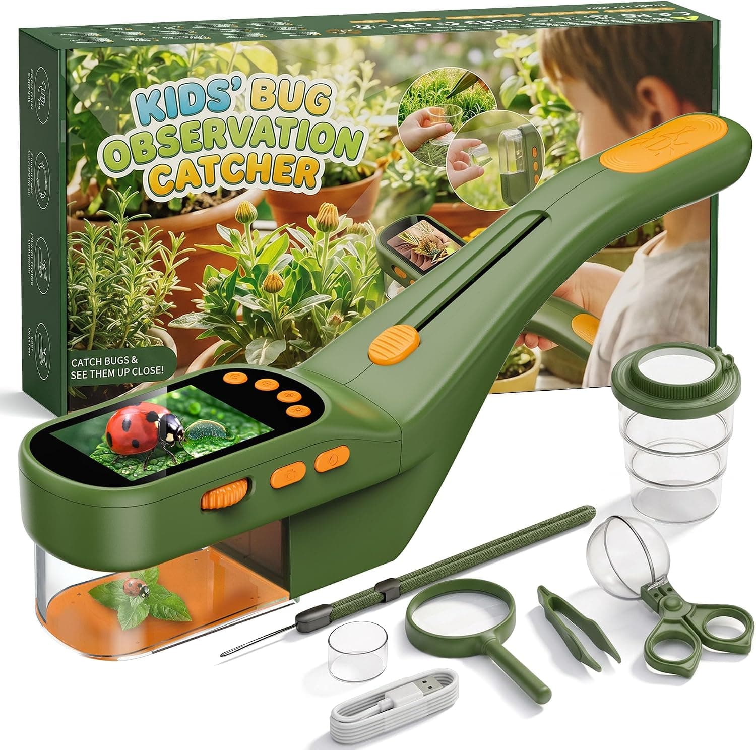 CIMELR Atrapa Insectos 2,4" HD microscopio – Juguete Naturaleza para niños