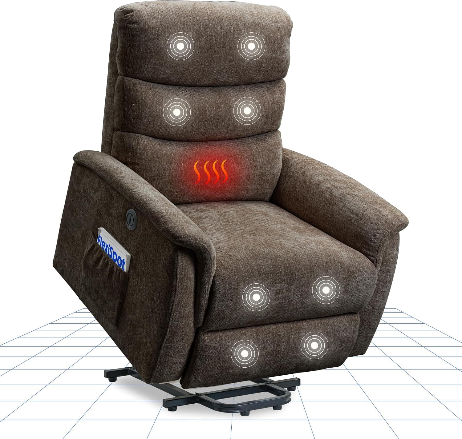 FLEXISPOT Sillón Elevador Eléctrico, Masaje 8 Puntos y Calefacción, USB