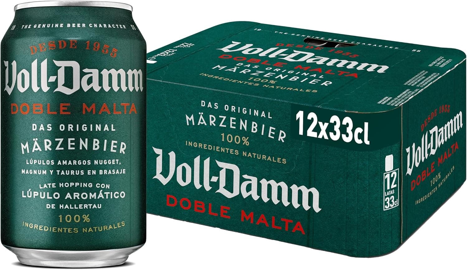 Voll-Damm | Cerveza Doble Malta | Toque Cítrico y Afrutado | Sabor Único | Espuma Consistente | Pack de 12 Latas x 33 cl