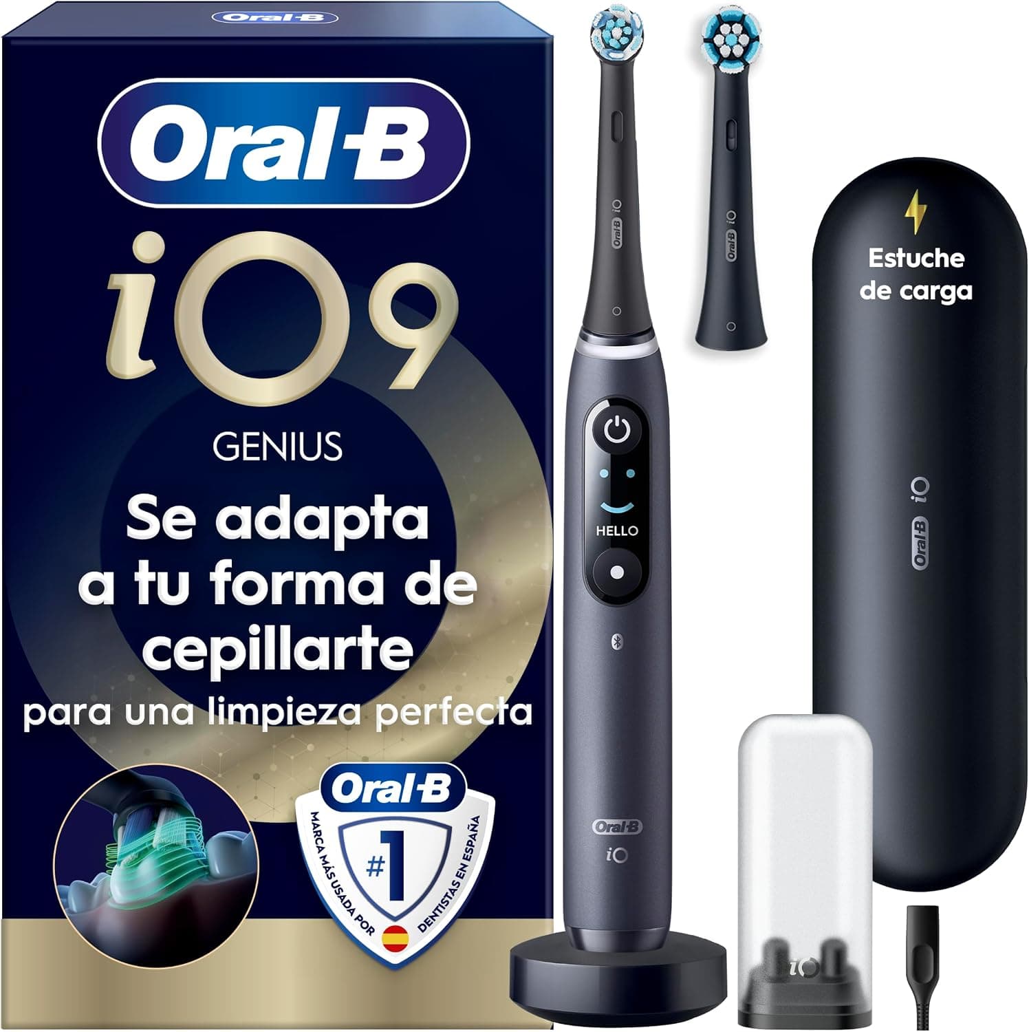 Oral-B iO 9N Cepillo de Dientes Eléctrico con 2 Cabezales, Negro