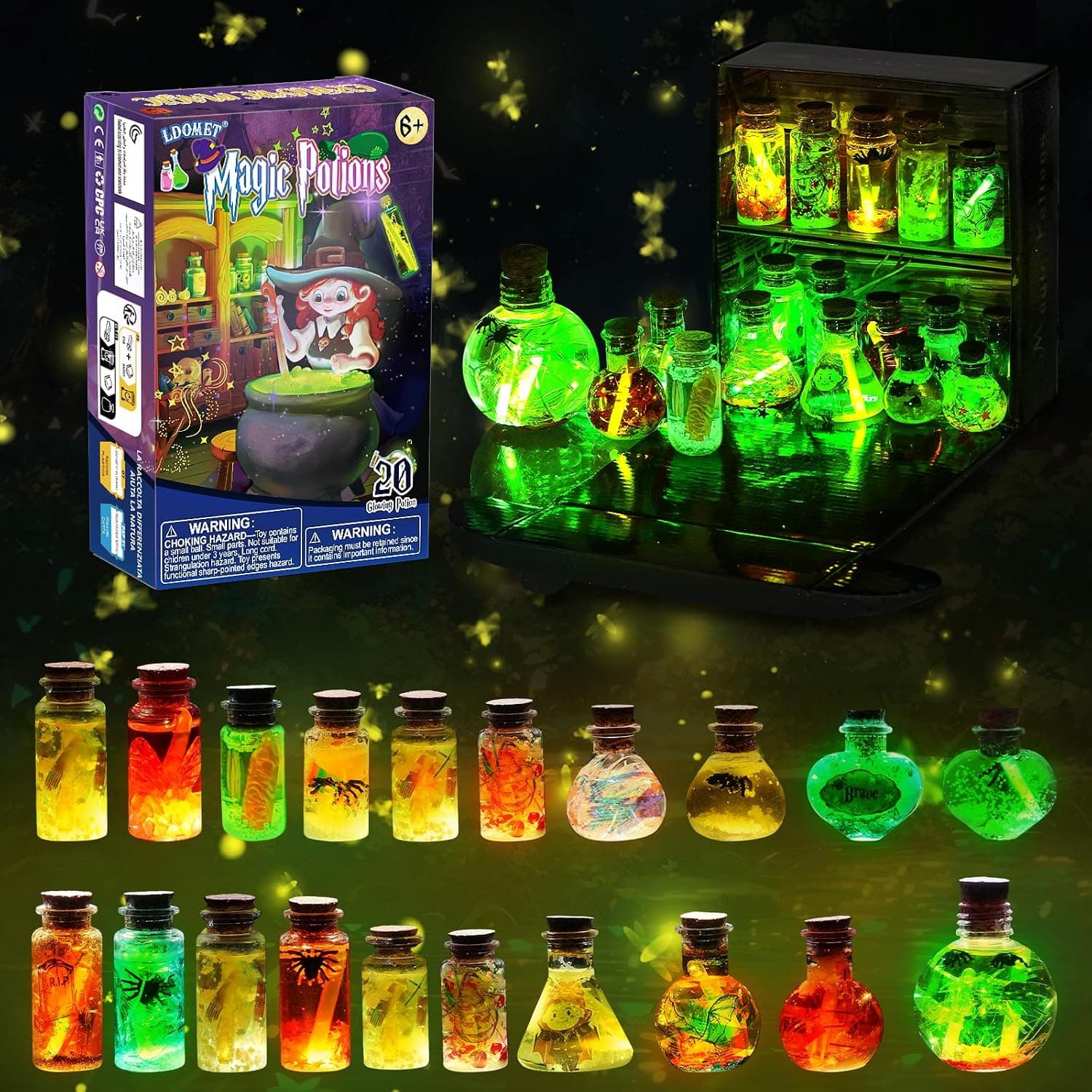 LDomet Kit de pociones mágicas para niñas y niños, 20 botellas