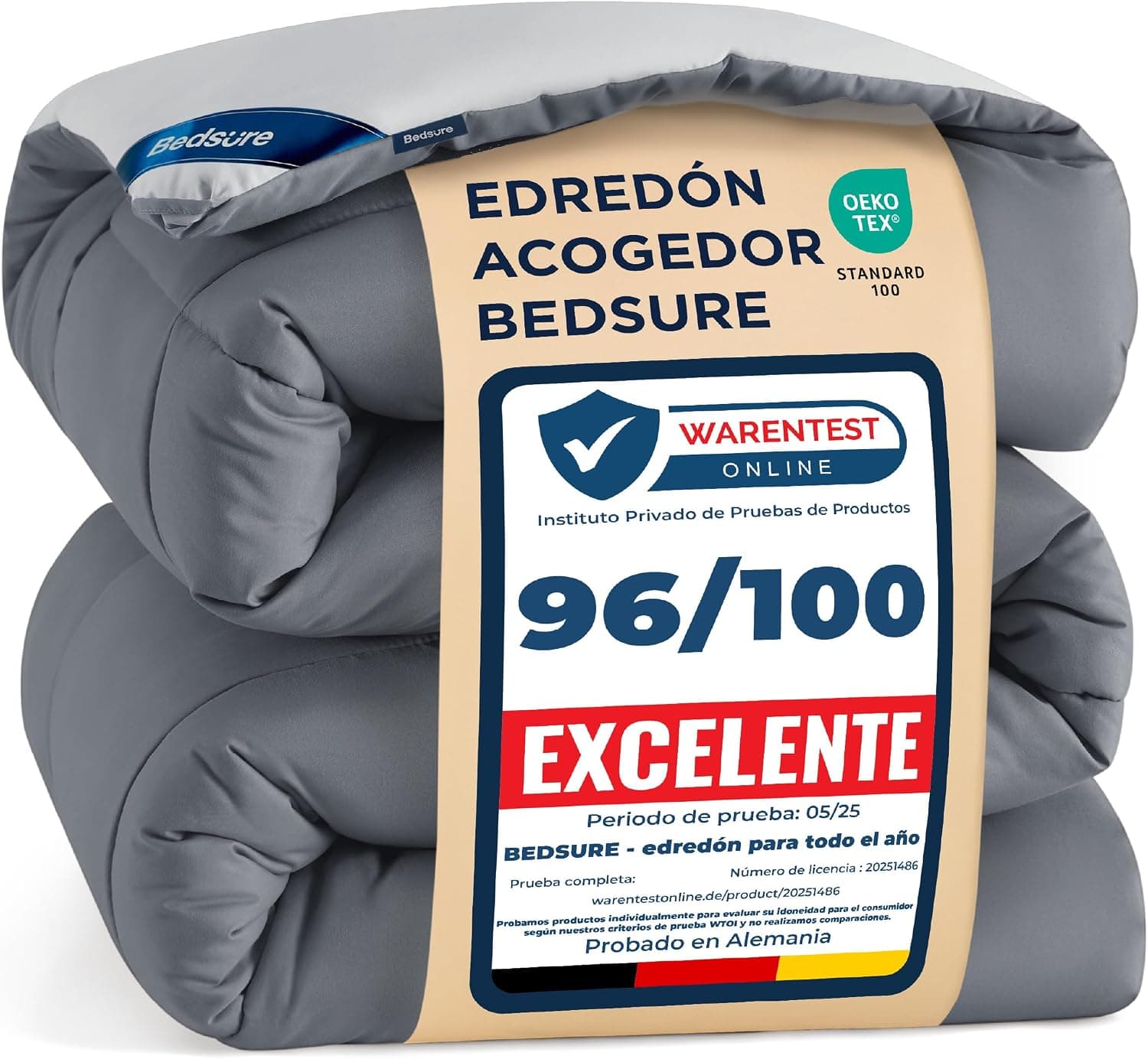 Bedsure Edredon Cama 135/150 Nordico - Relleno Nordico 220x240, Gris Claro